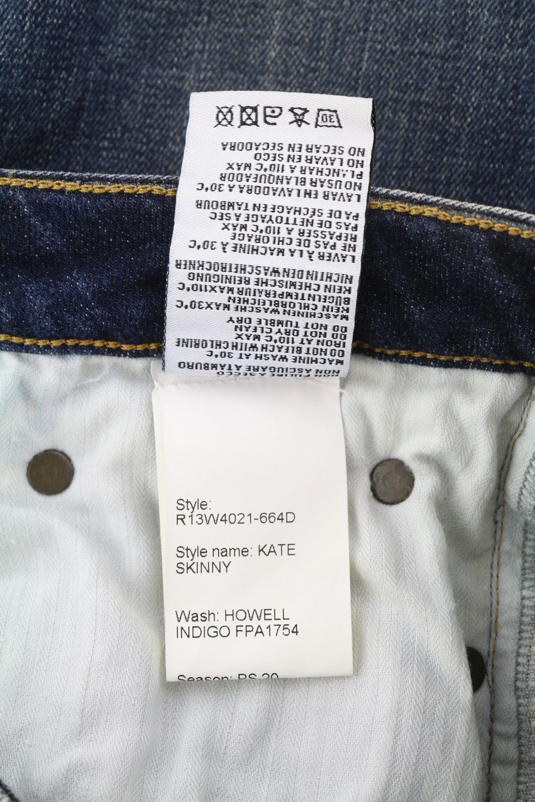 R13 KATE 27 Skinny Ankle Zip Fly Faded Washed Dark Blue 85425 Size 27" / US 4 / IT 40 - 7 Thumbnail