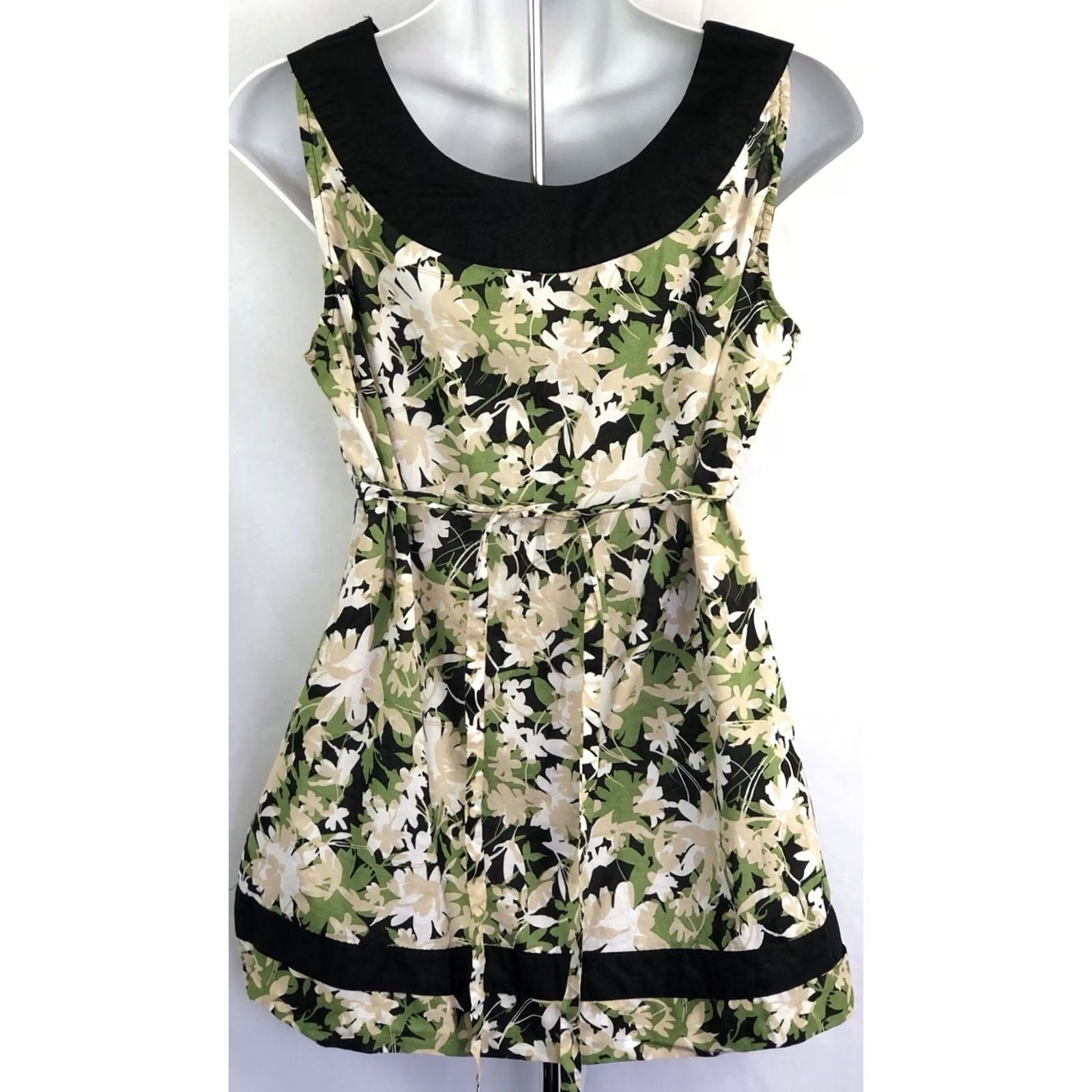 Apt. 9 VINTAGE Apt. 9 Halter Top M Green Floral Pleats Tie Waist tropic Coconut Gir 90s Women Size M / US 6-8 / IT 42-44 - 3 Thumbnail