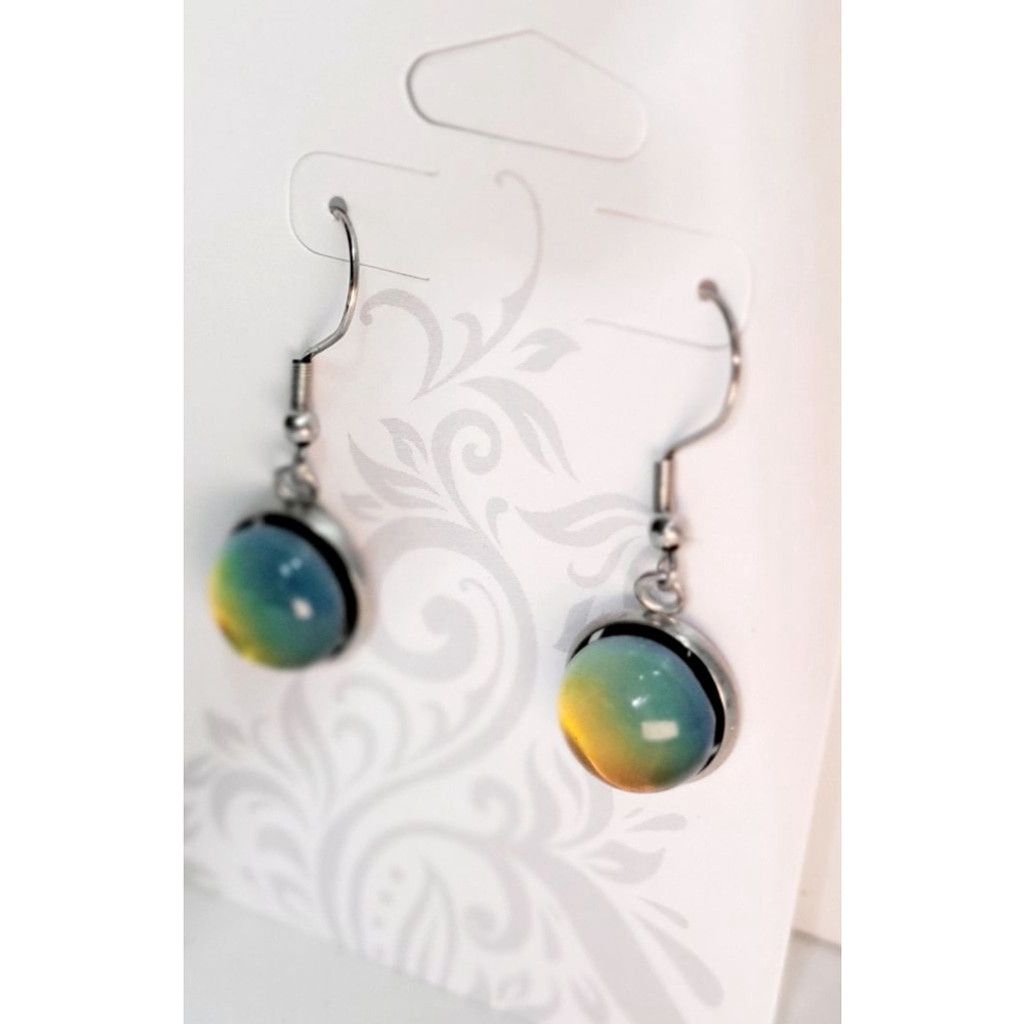 Handmade Trending Mood changing cabochon dangle drop earrings Size ONE SIZE - 2 Thumbnail
