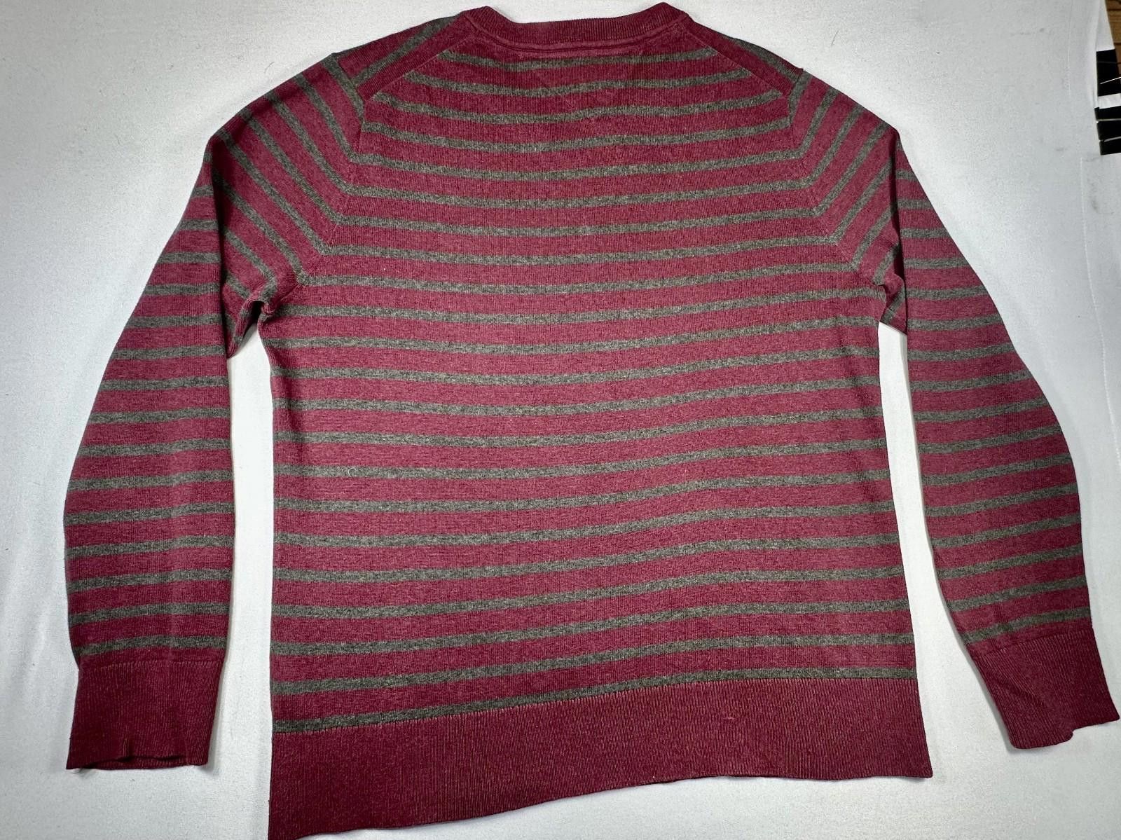 Tommy Hilfiger Tommy Hilfiger Men L Maroon/Gray Striped Pima Cotton Sweater Size US L / EU 52-54 / 3 - 2 Thumbnail
