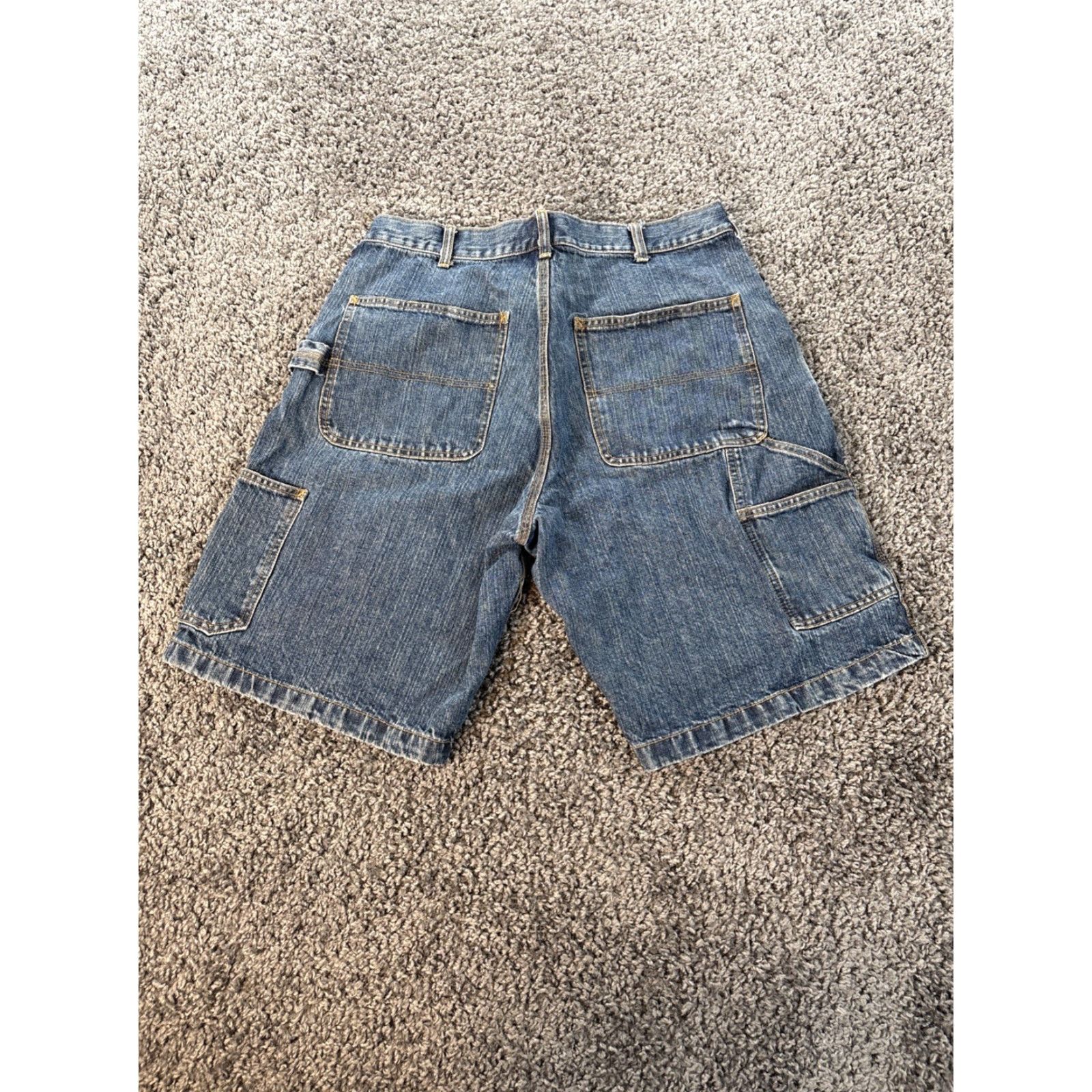 Gap VINTAGE Route 66 Carpenter Shorts Mens 36 Med Wash Baggy Belt Loop Wide Y2K Denim Blue 90s Grunge Belted Mens Size US 36 / EU 52 - 2 Thumbnail