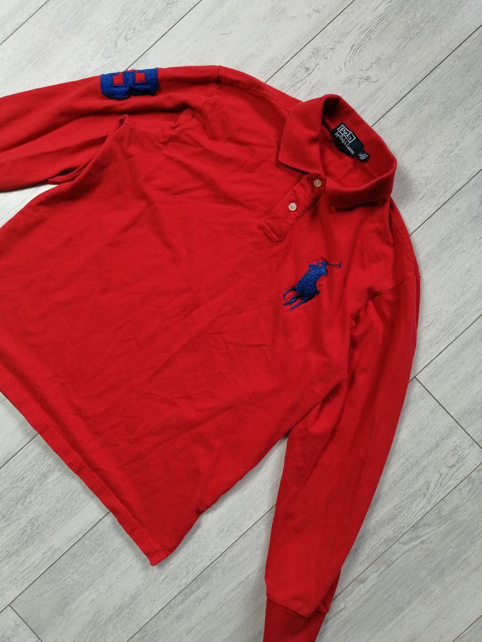 Polo Ralph Lauren × Vintage Polo Ralph Lauren Red #3 Big Pony Long Sleeve Polo Shirt Size US XL / EU 56 / 4 - 3 Thumbnail