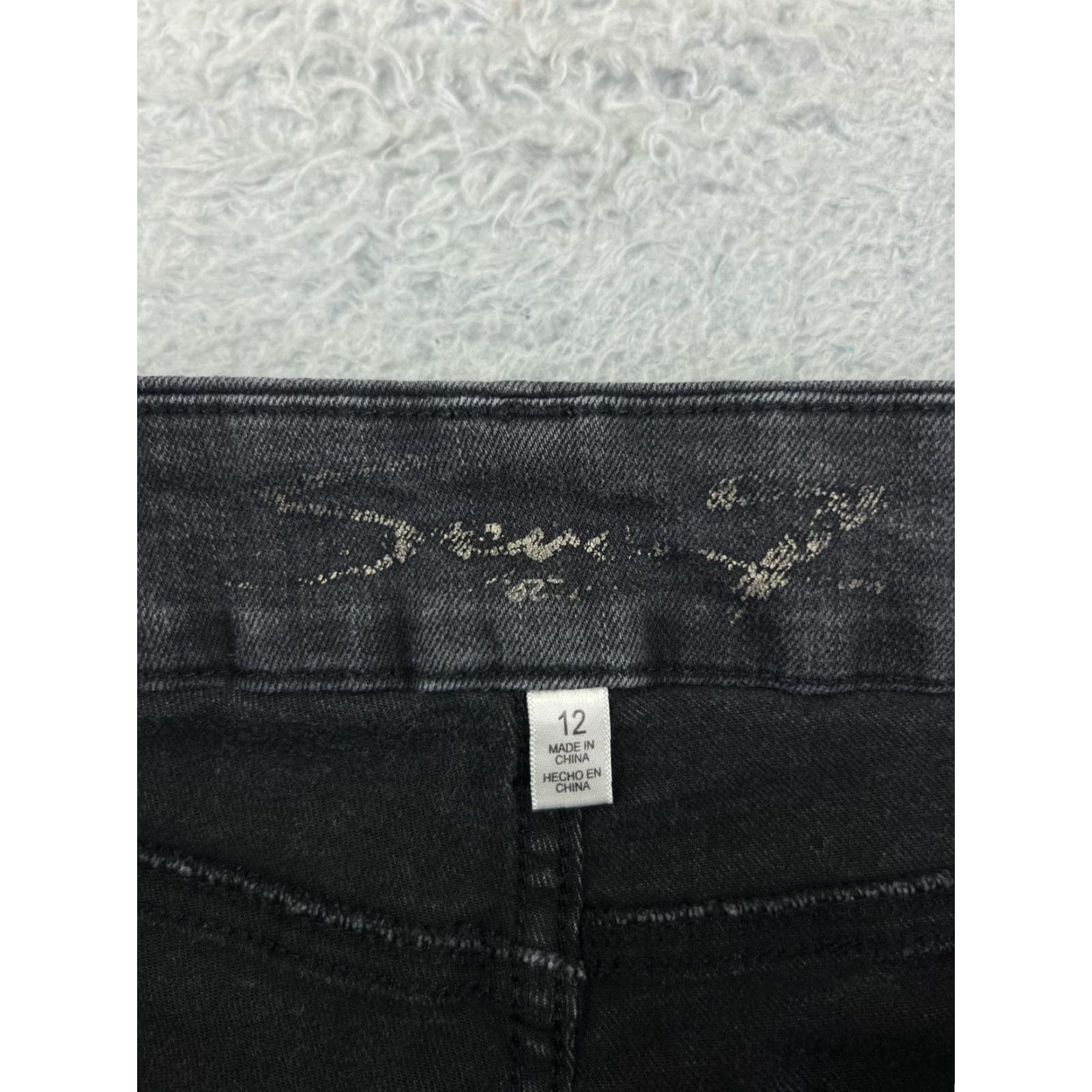 Vintage Seven7 Women's Skinny Jeans 12 Black Denim Mid Rise Cotton Blend Embroidered Vintage Style Size 34" / US 12 / IT 48 - 3 Thumbnail