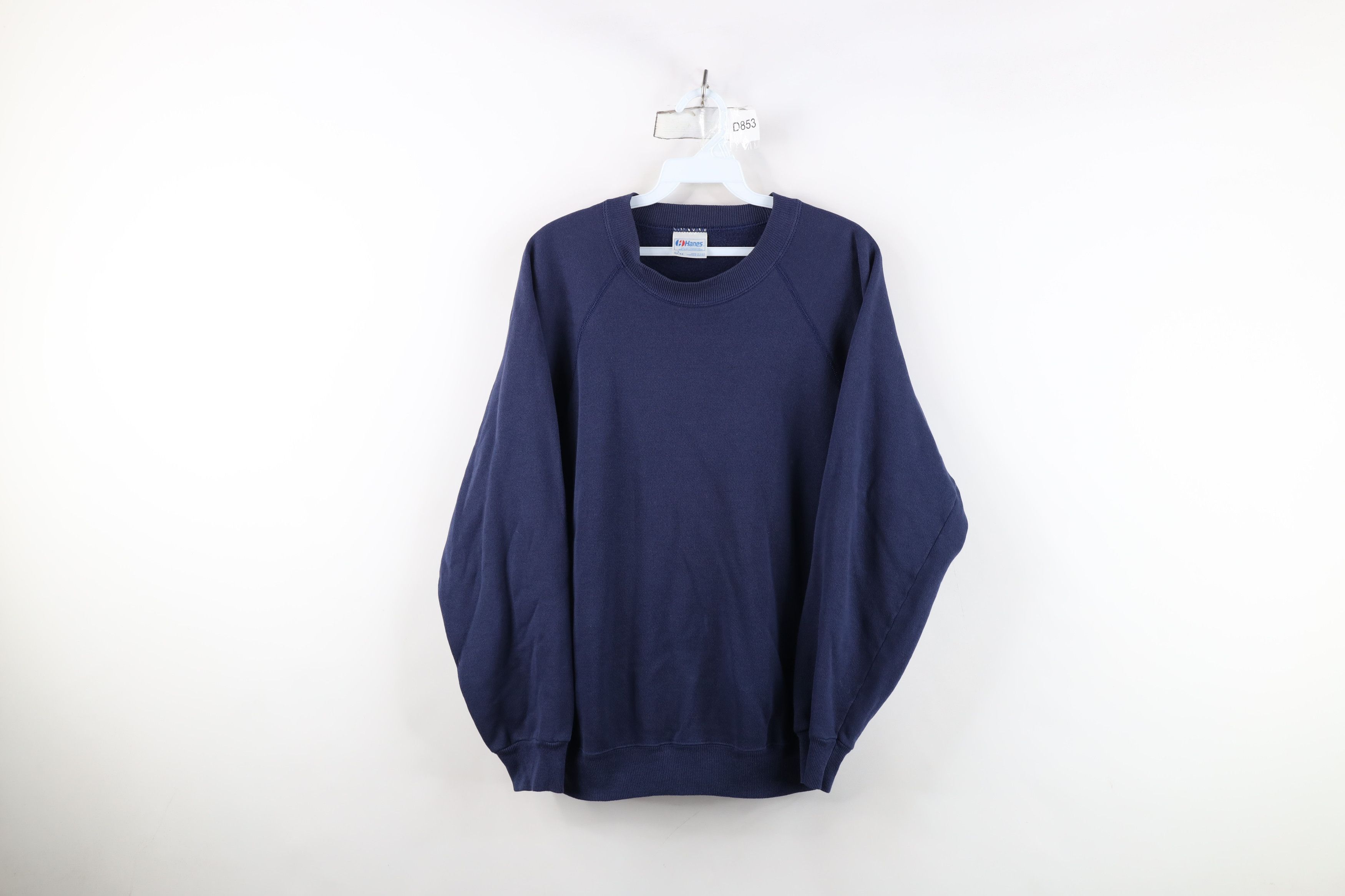 Hanes Vintage 80s 90s Hanes Crewneck Sweatshirt Navy Blue USA Size US L / EU 52-54 / 3 - 1 Thumbnail