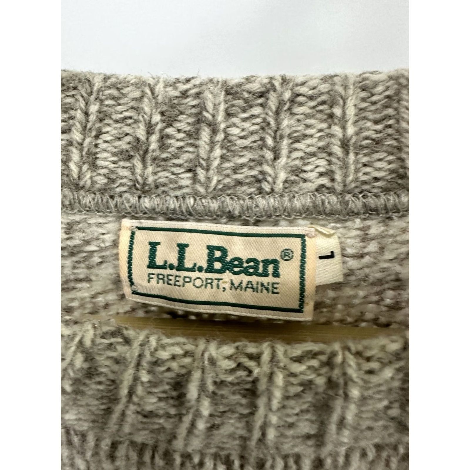 Vintage VTG L.L. Bean Men's Tan Wool Knit Ribbed Collar Crewneck Sweater Size L Size US L / EU 52-54 / 3 - 3 Thumbnail