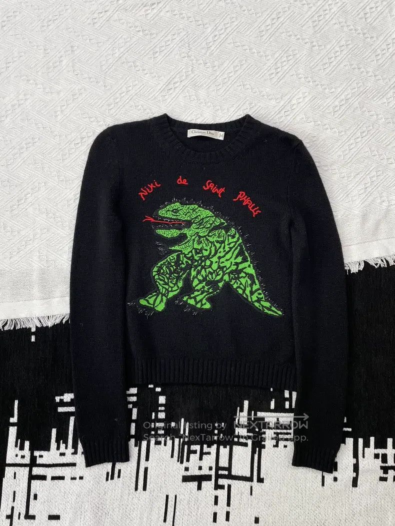 Dior Dior Dragon Year Limited Black Green Dinosaur Cashmere Swe Size XS / US 0-2 / IT 36-38 - 1 Thumbnail