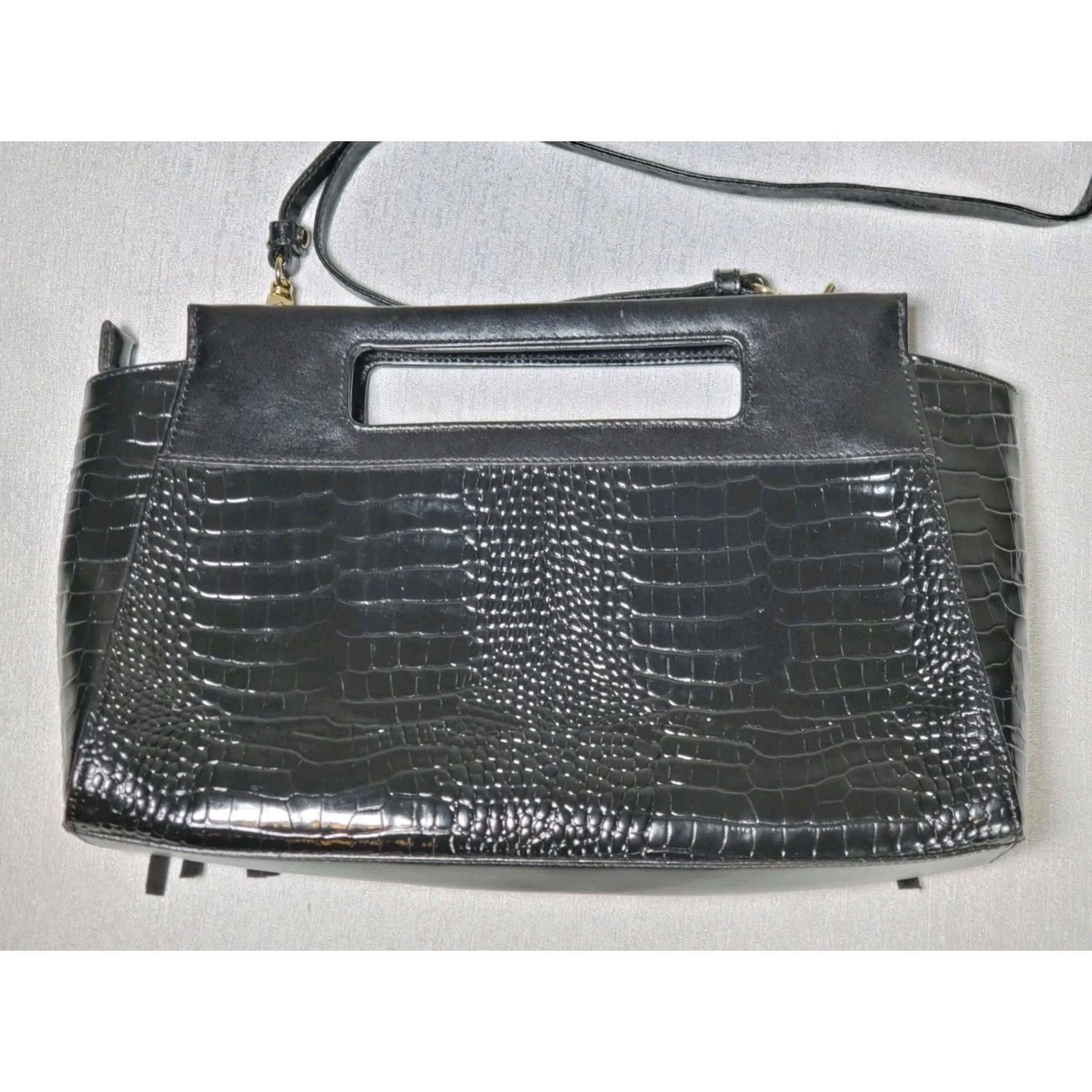 BRAHMIN Brahmin Lenox Clutch Black Tri-Texture Leather Crossbody Suede Fringe L82 829 Size ONE SIZE - 2 Thumbnail