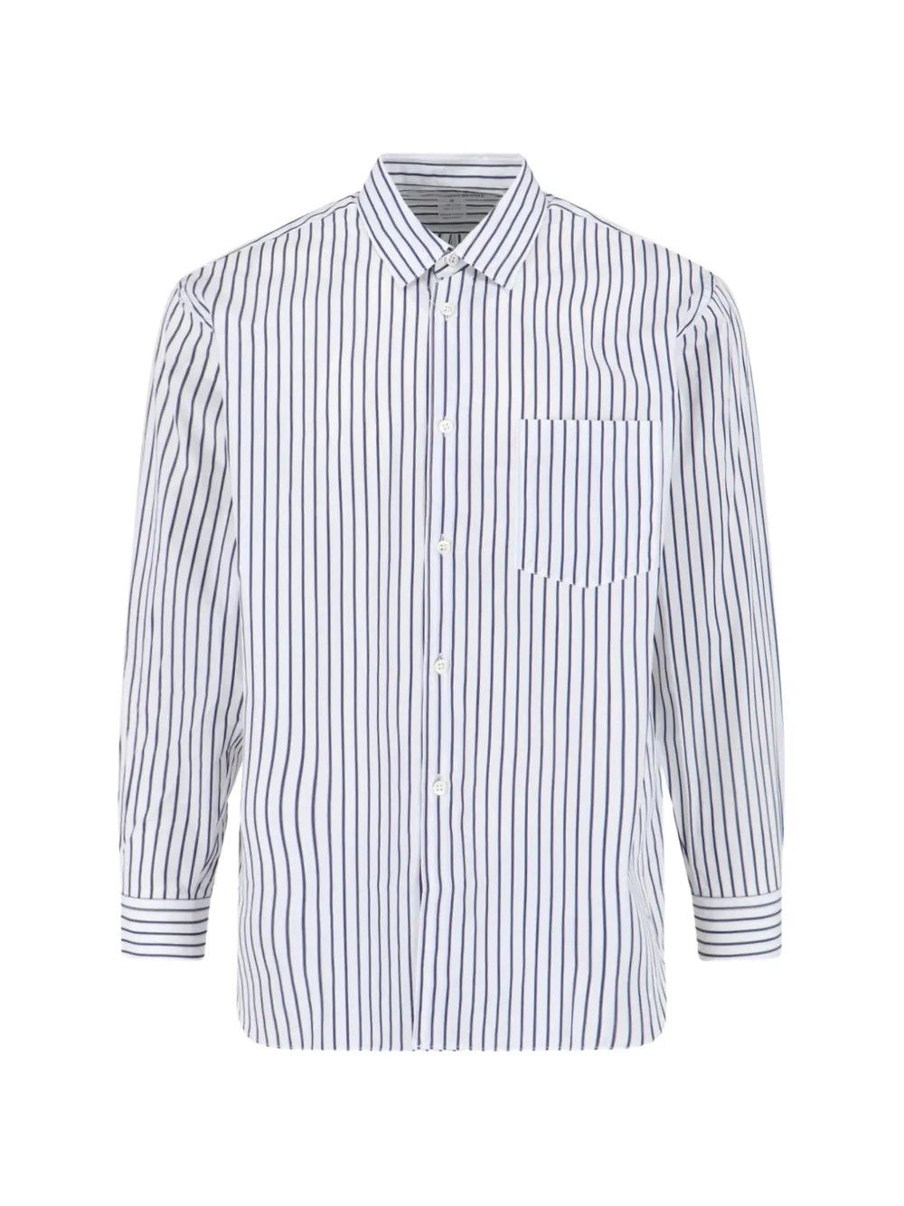 Brunello Cucinelli o1y0526 Striped Shirt in White/Blue Size US XL / EU 56 / 4 - 1 Thumbnail