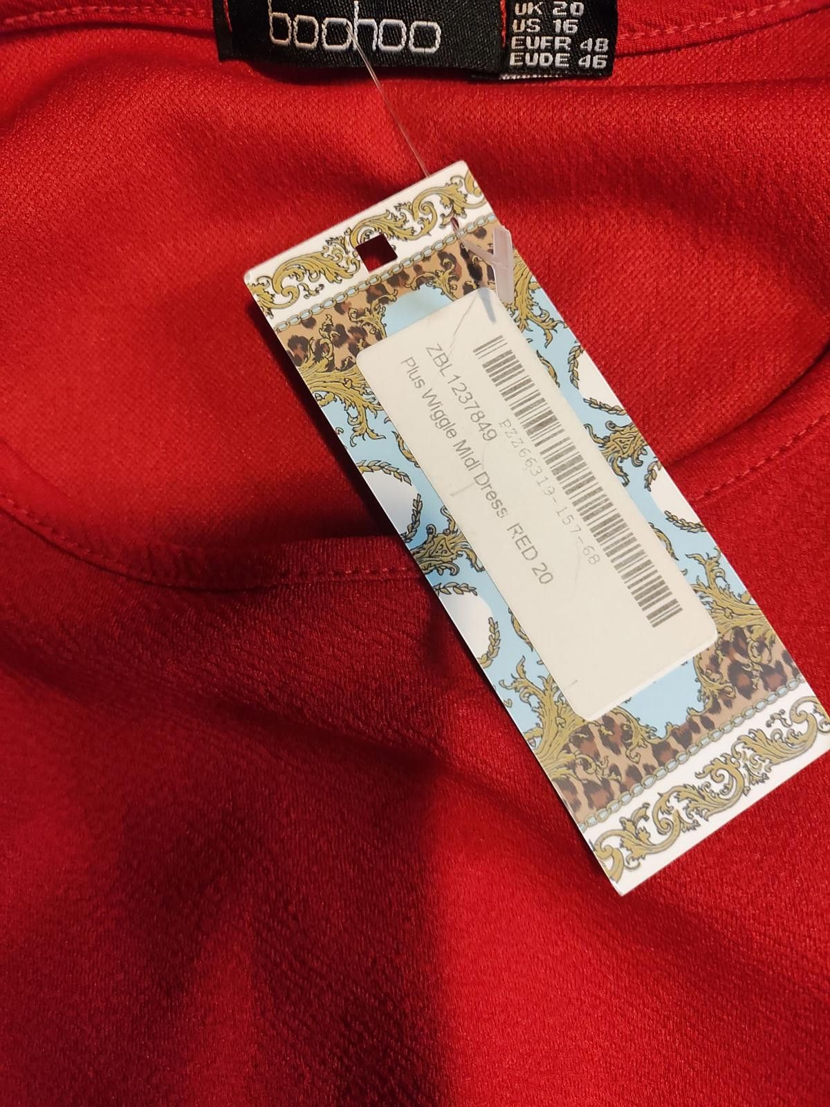Boohoo Boohoo Women's Red Midi Dress with Short Sleeves Size XXL / US 16-18 / IT 52-54 - 7 Thumbnail