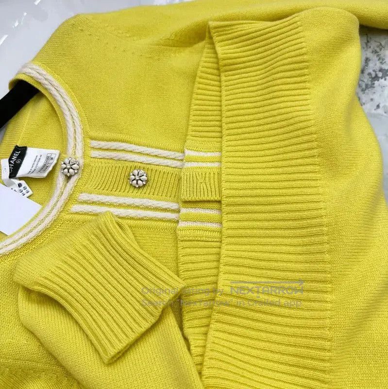 Chanel Chanel Yellow Cashmere Knit Sweater for Women . Size M / US 6-8 / IT 42-44 - 8 Thumbnail