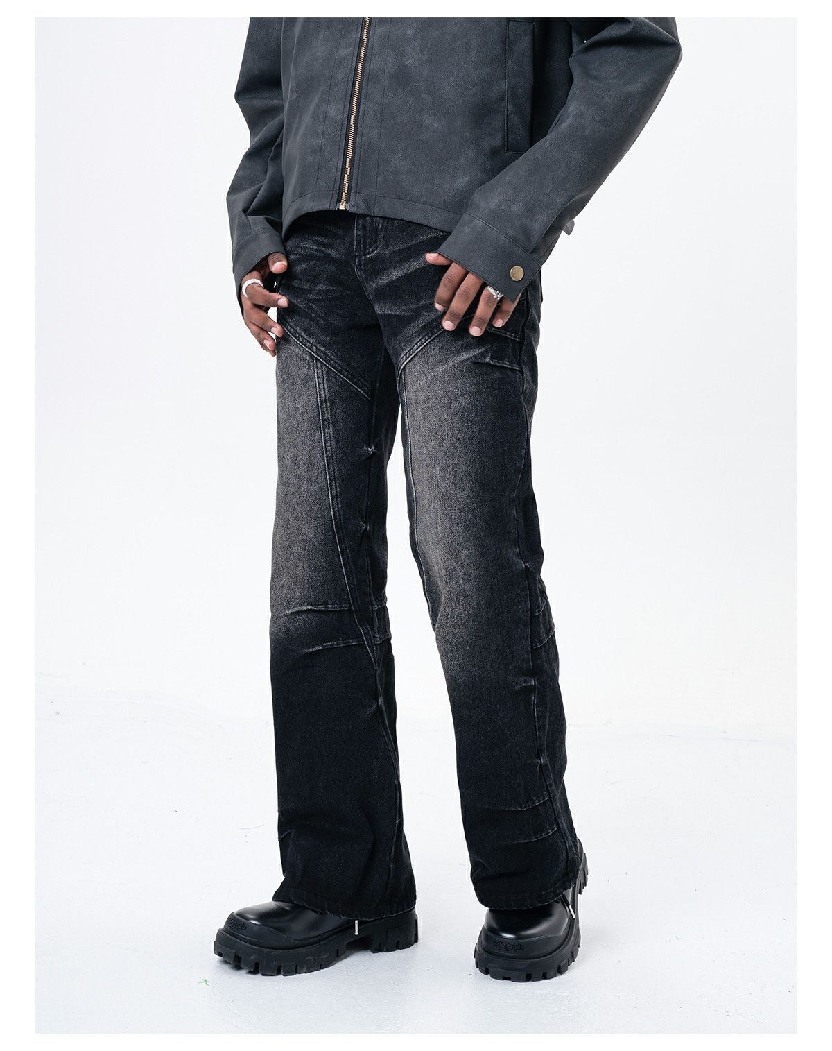 washed faded patchwork grunge jeans