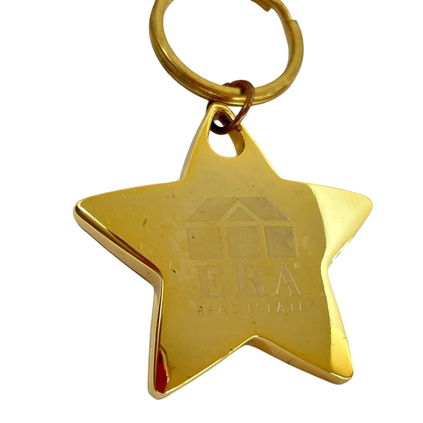 Vintage Goldtone Star Metal Keychain Keyring ERA Real Estate 3" Unbranded Unisex Key Chain Gold Star Real Estate 3" Size ONE SIZE - 2 Thumbnail