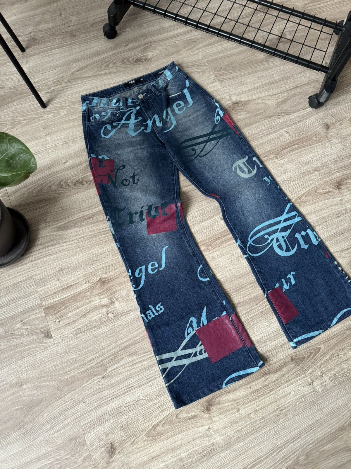Jaded London Jaded London Angel Printed Flared Bootcut Low Rise Jeans Size 26" / US 2 / IT 38 - 2 Thumbnail