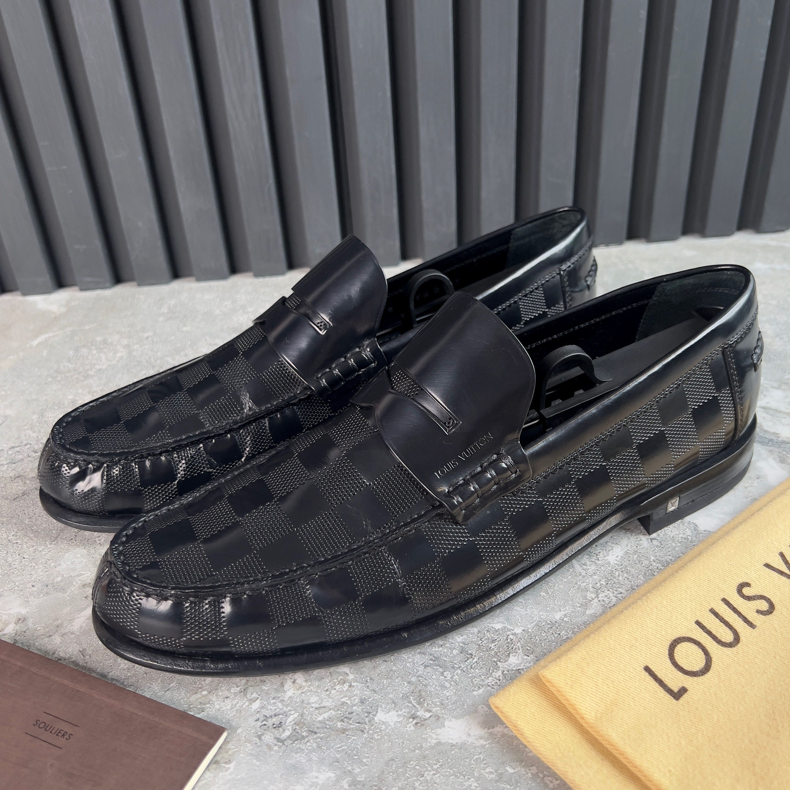 Louis Vuitton Graduation Loafers Penny Damier Infini Black Leather Size US 9 / EU 42 - 1 Thumbnail