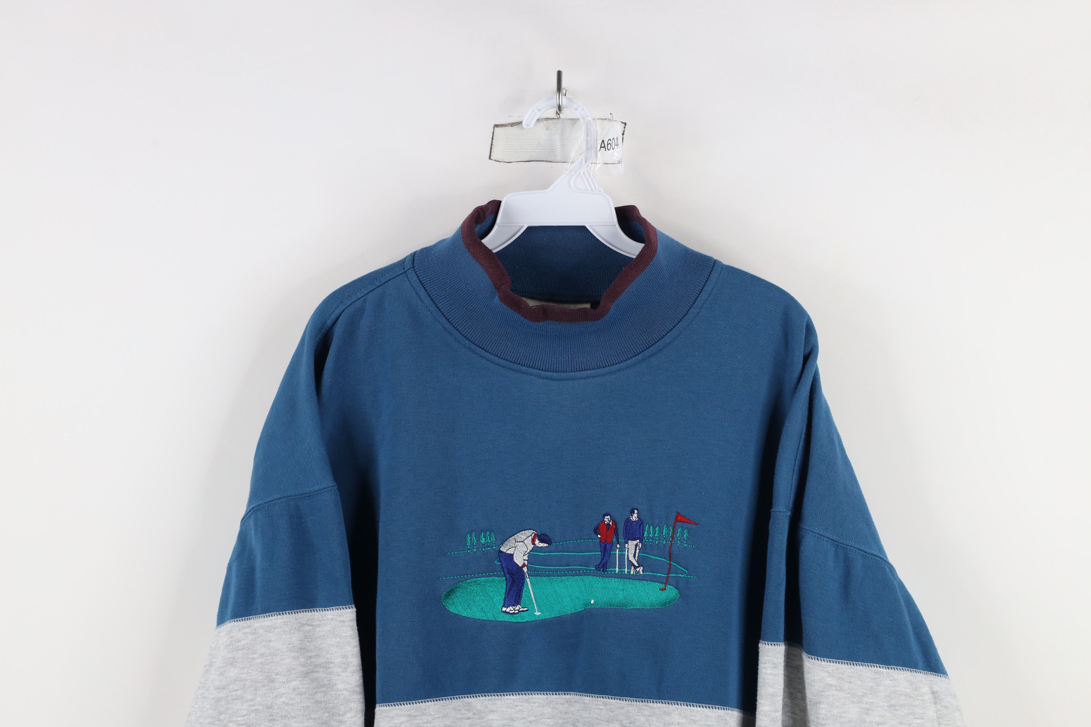 Vintage Vintage 90s Streetwear Striped Golf Mock Neck Sweatshirt Size US L / EU 52-54 / 3 - 2 Thumbnail