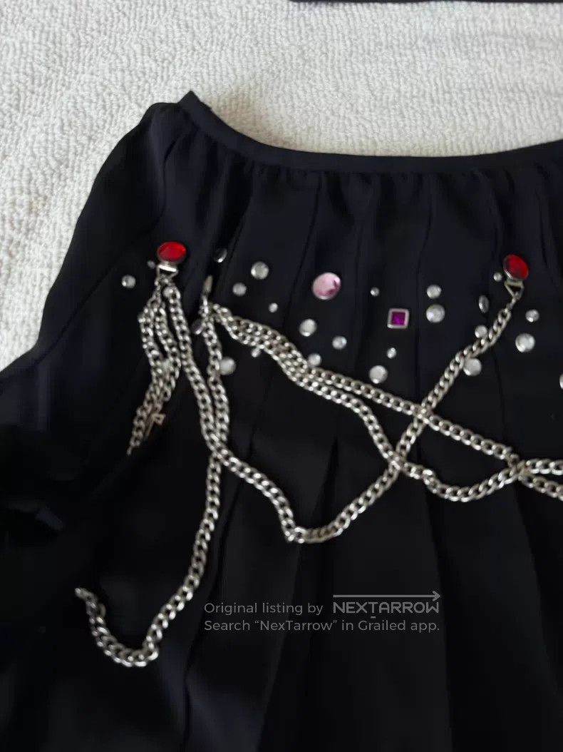 Junya Watanabe Junya Watanabe size S Gem-Studded Shorts Skirt with Chain Size 23" - 2 Thumbnail
