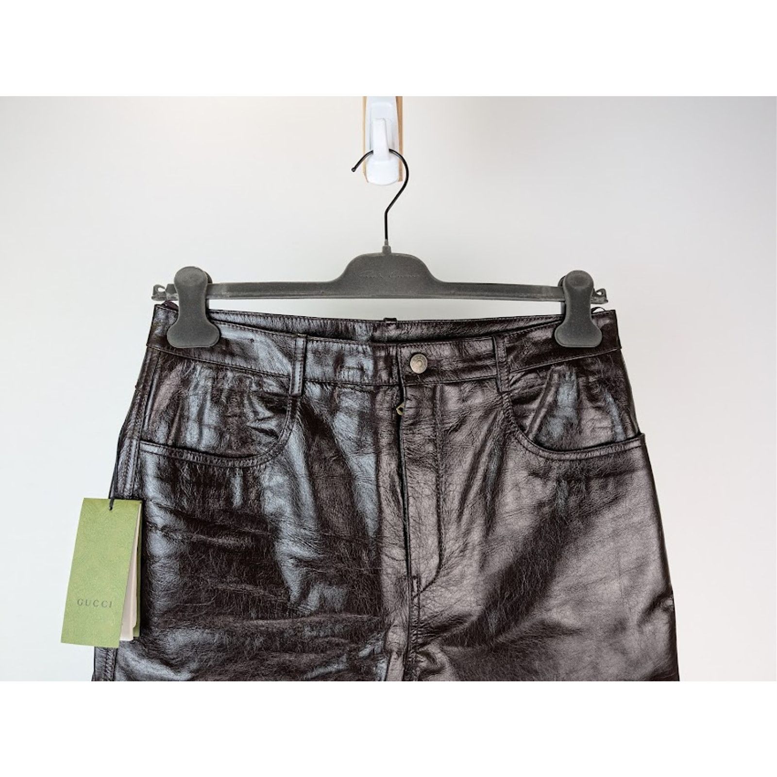 Gucci o1rshd1 Shiny Soft Leather Pant in Shiny Bordeaux Size US 34 / EU 50 - 3 Thumbnail