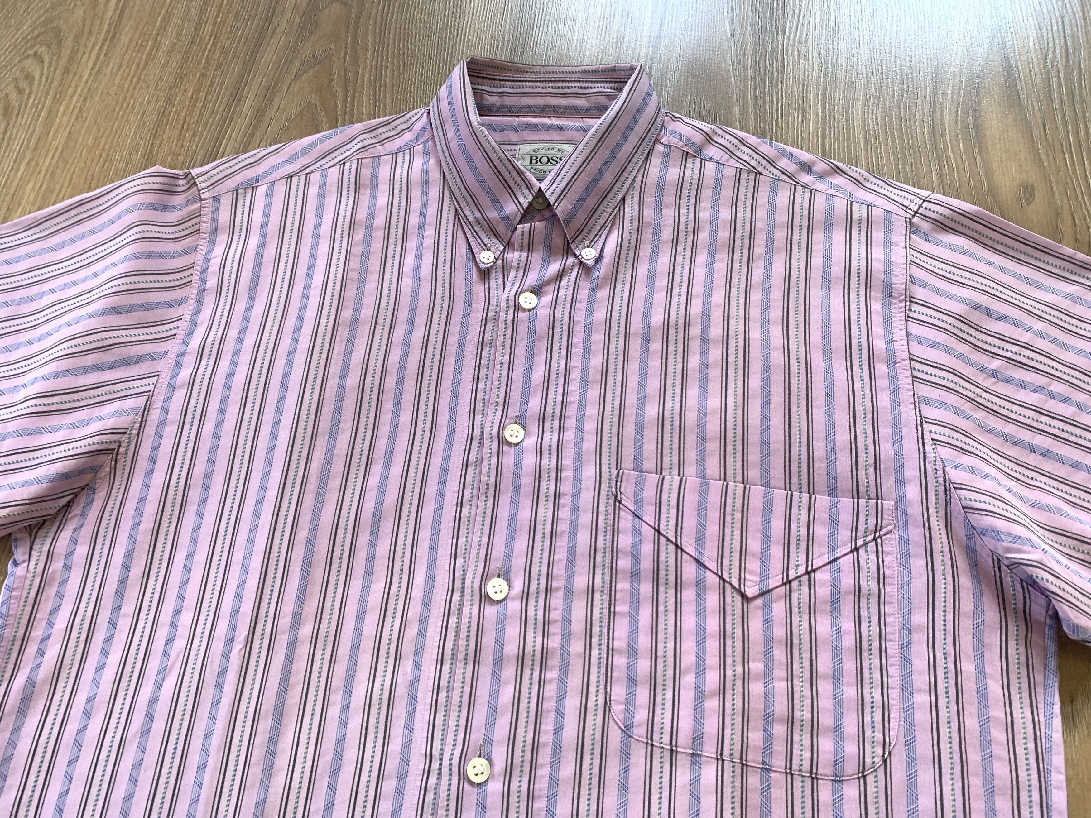 Hugo Boss Rare Retro Hugo Boss Stripe Short Sleeve Shirt Size US M / EU 48-50 / 2 - 4 Thumbnail