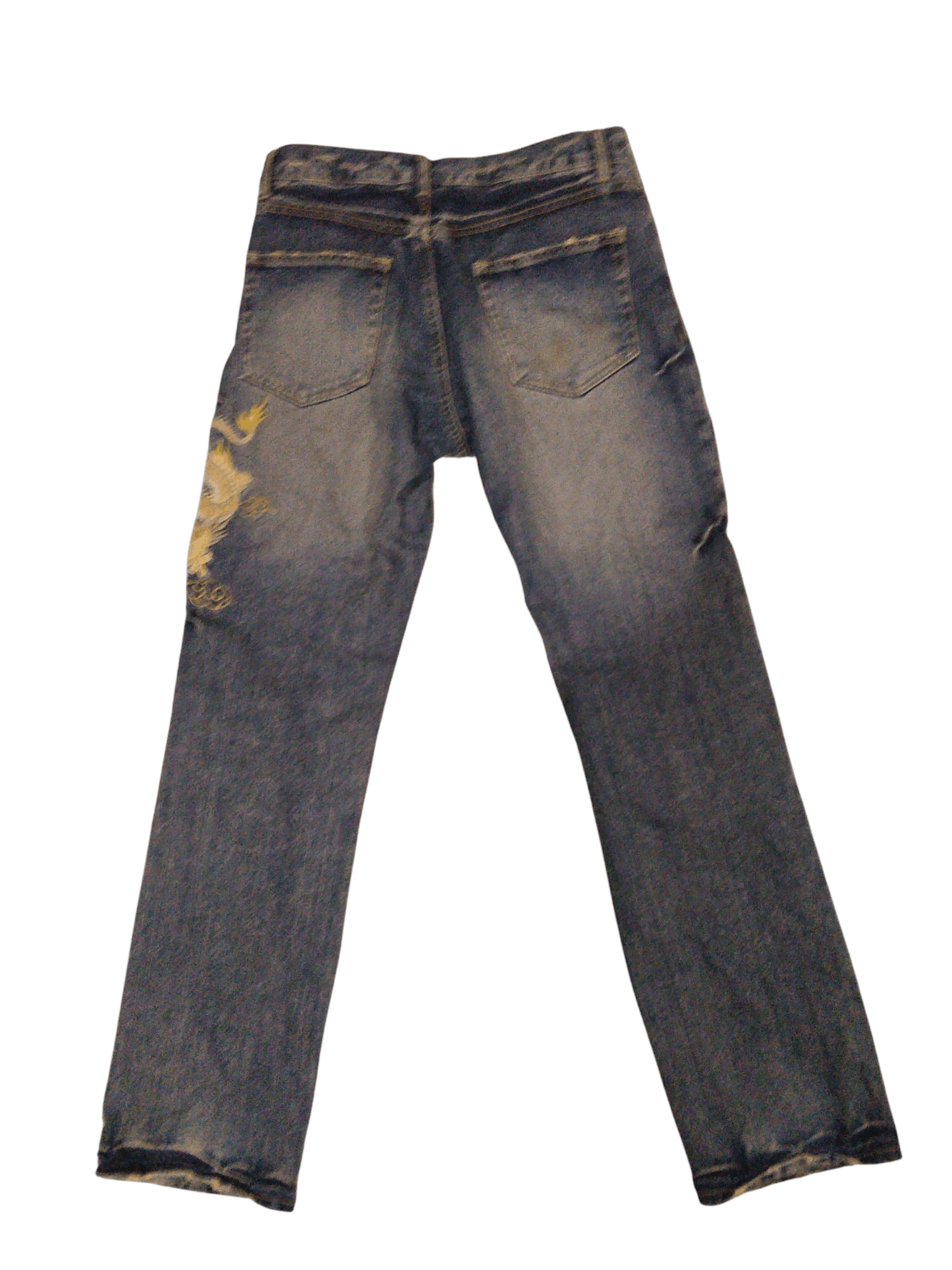 Japanese Brand Vintage Archival Sukajan Dragon Distressed Denim Size US 31 - 3 Thumbnail