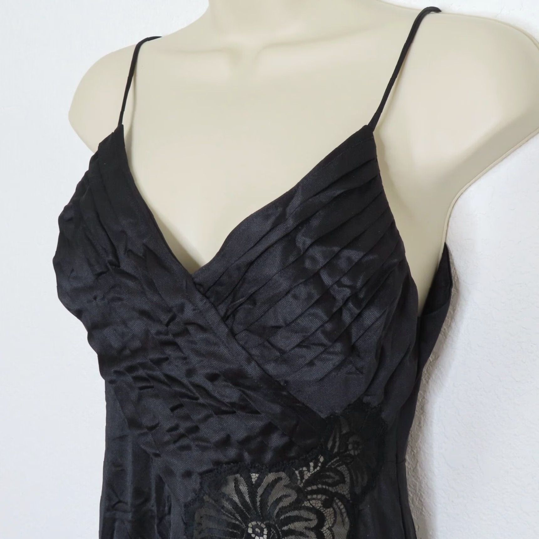 Vintage Lily of France Rosa Puleo 8779 Women Small Black Pleated Lace Nightgown VTG Shirt Size ONE SIZE - 3 Thumbnail