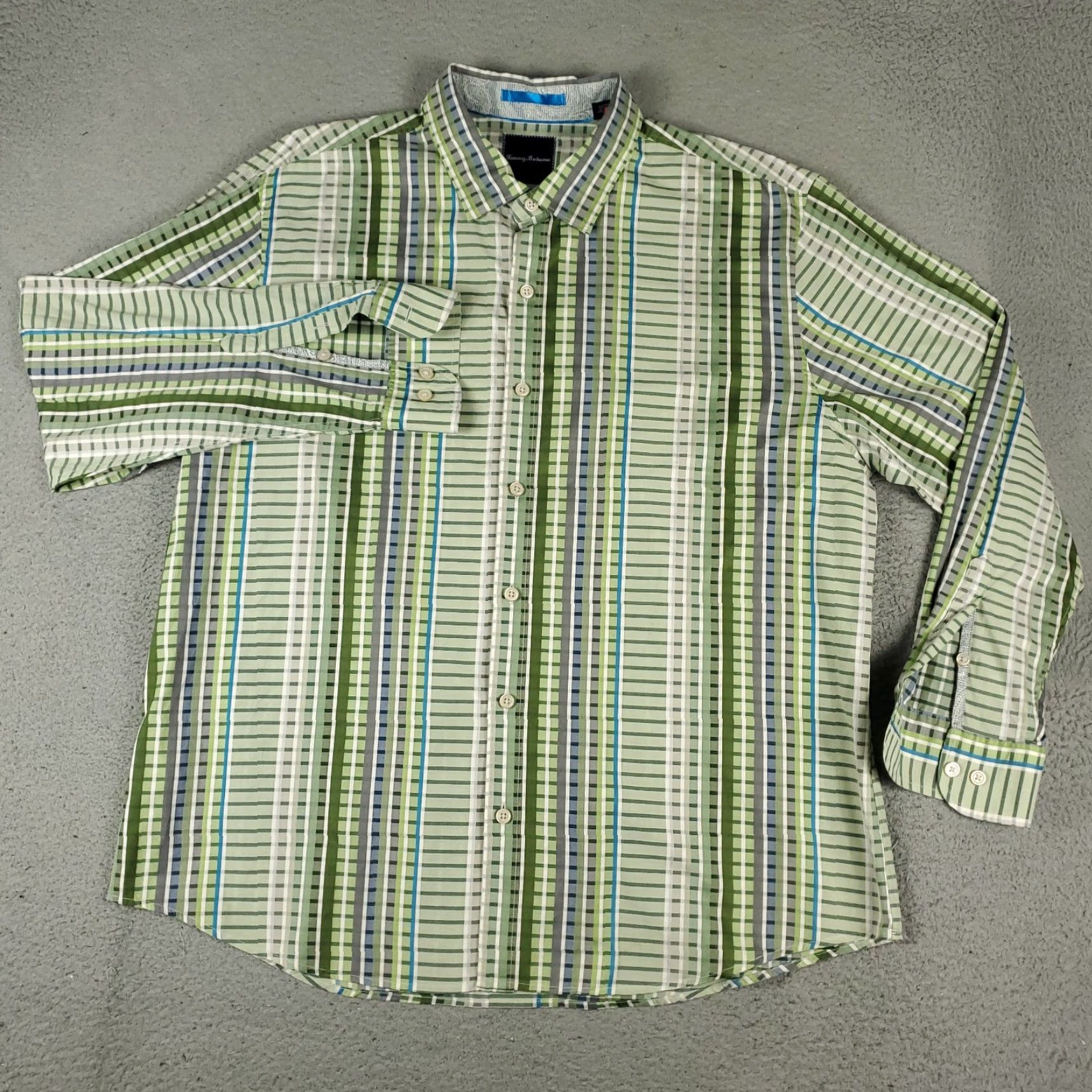 Tommy Bahama Tommy Bahama Shirt Mens 2XL Green Striped Cotton Button-Up Long Sleeve Shirt Mens Size US XXL / EU 58 / 5 - 2 Thumbnail