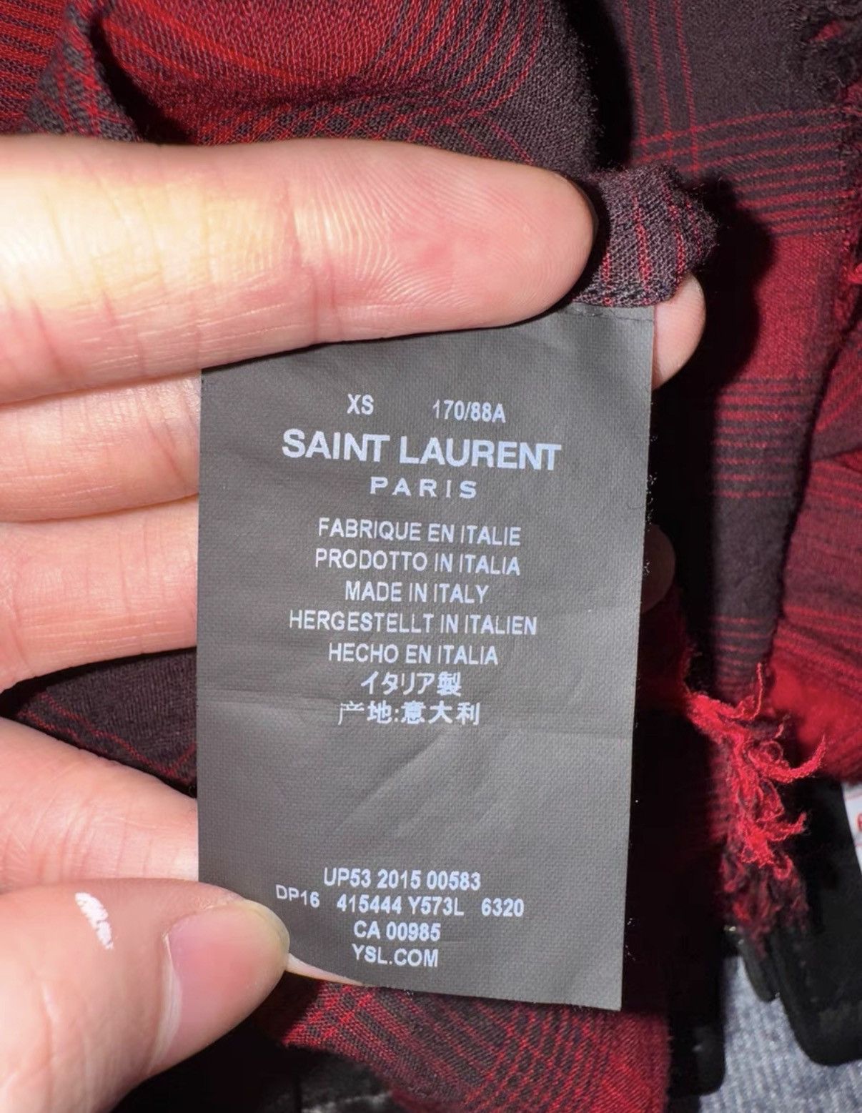 Saint Laurent Paris Saint Laurent 16SS Plaid Frayed Cat's Eye Black/Red Shirt Size US XS / EU 42 / 0 - 8 Thumbnail