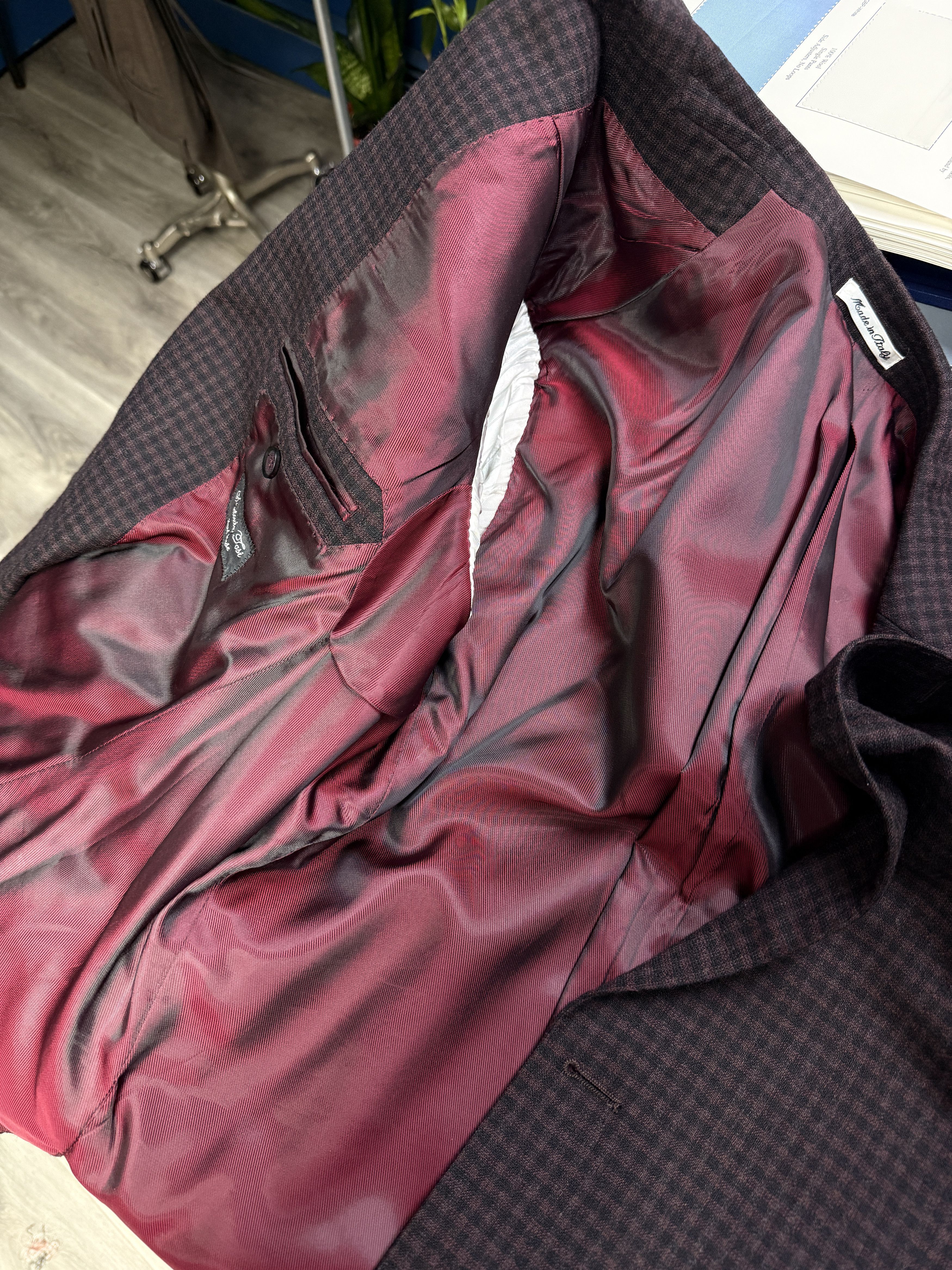 Designer × Other Sartoria Tosi 44R Maroon Plaid Sport Jacket Size 44R - 14 Thumbnail