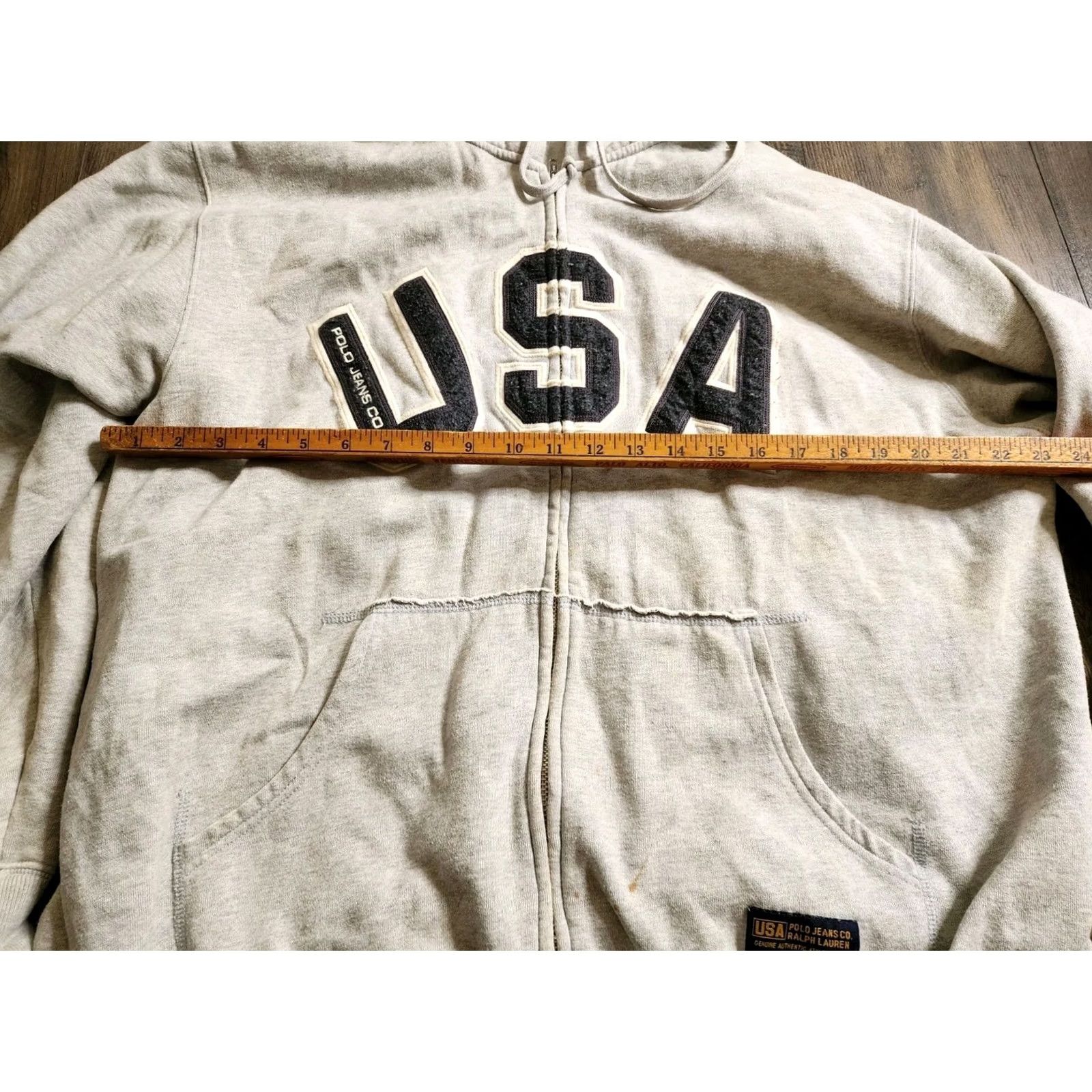 Polo Ralph Lauren Vintage Ralph Lauren Polo Jeans USA Hoodie Sweatshirt Sweater Full Zip Logo Flag Mens XL Gr ay 90s 2000s Classic Vintage USA Logo Size US XL / EU 56 / 4 - 3 Thumbnail