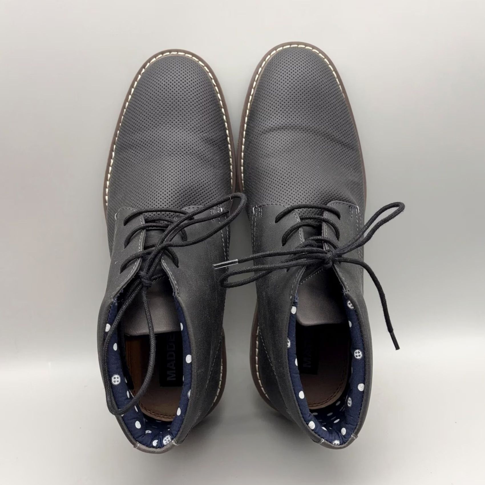 Vintage Madden Boots Mens 10 Black Chukka Ankle Lace Up Dress Casual M-Sestin Size US 10 / EU 43 - 7 Thumbnail