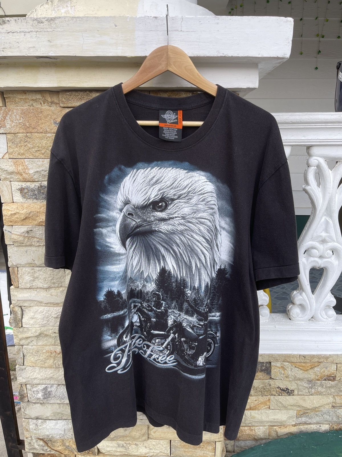 Harley Davidson Last Drop🔥Vtg Motorcycle Eagle Live To Ride Faded T-Shirt Size US XL / EU 56 / 4 - 3 Thumbnail