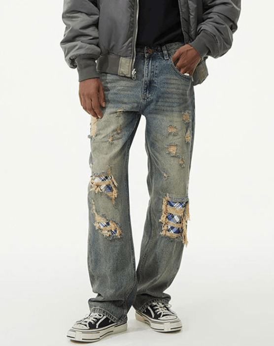 Japanese Brand × Jean American street trend hiphop casual straight ripped jeans Size US 32 / EU 48 - 3 Thumbnail