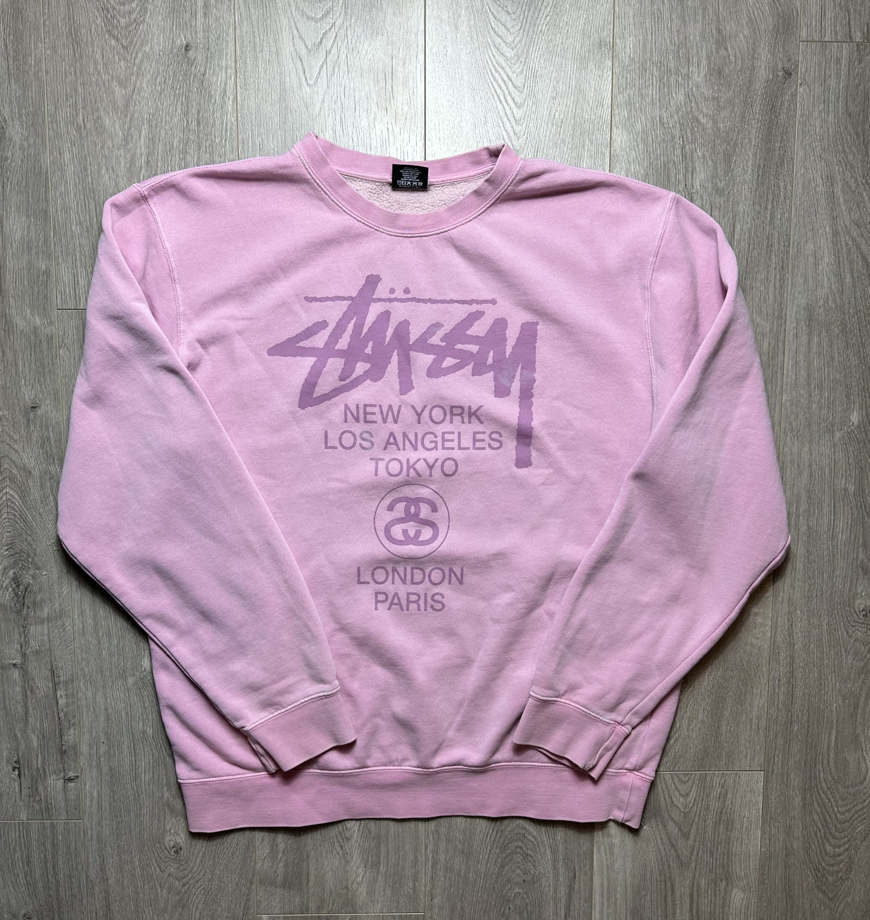 image of Stussy Crewneck Sweatshirt Colour 2 Sided in Pink, Men's (Size XL)