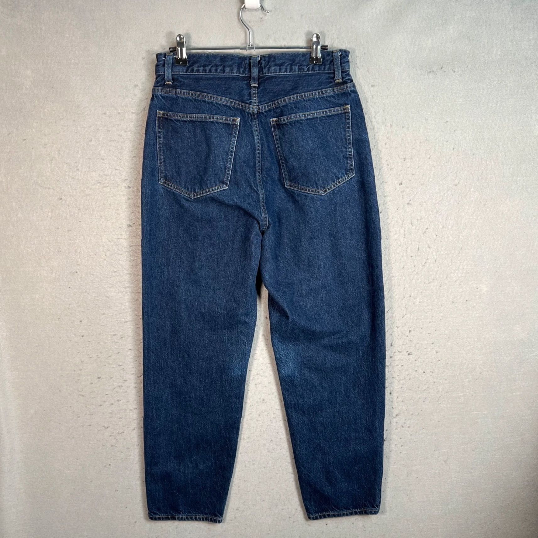 Uniqlo Uniqlo Womens Jeans Dark Blue Denim Cotton 27 High-Waisted Tapered 5-Pocket Regular Rise Inseam 26 Size 27" / US 4 / IT 40 - 2 Thumbnail