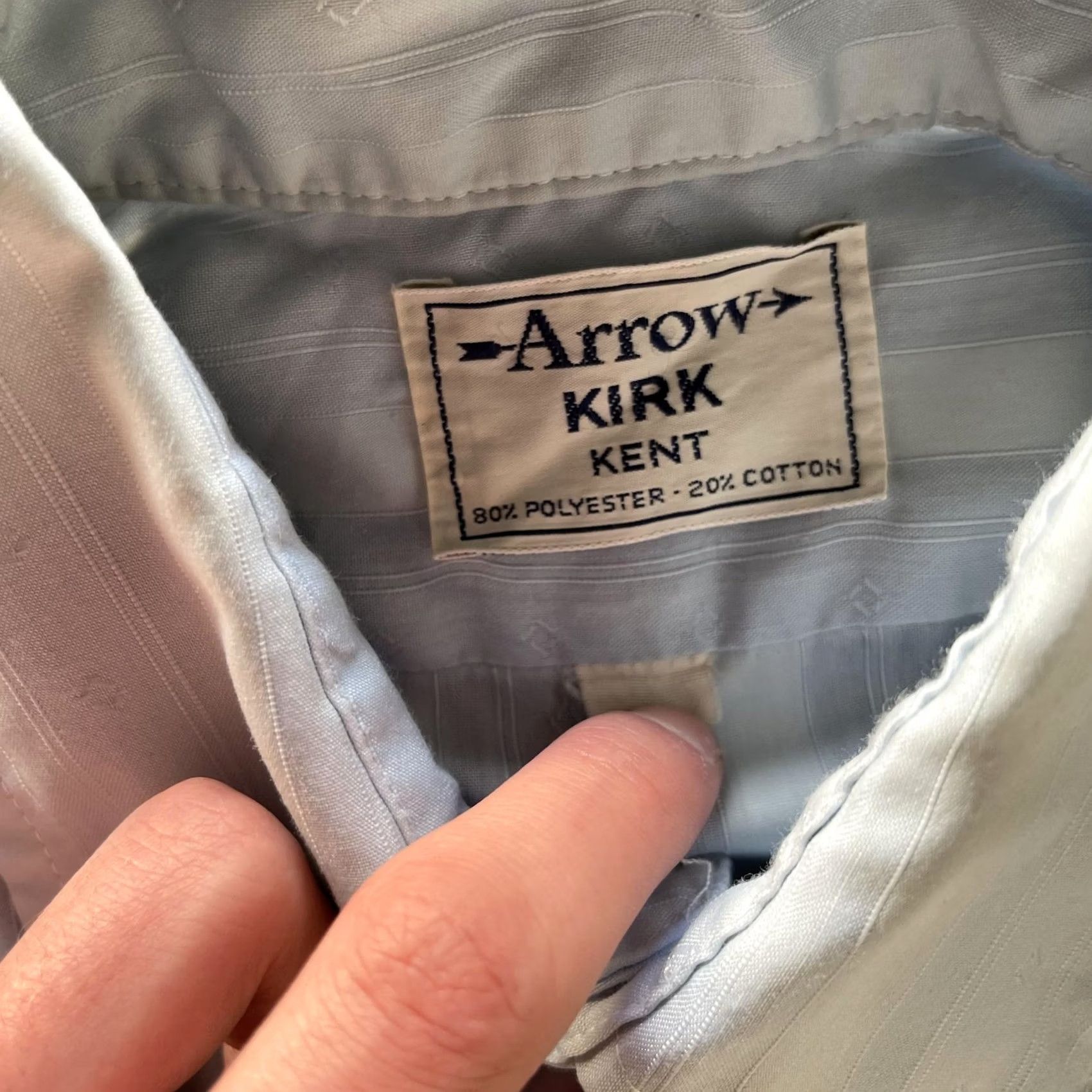 Arrow VINTAGE Arrow Kirk Kent Dress Shirt Mens Small Blue Stripe Long Sleeve Button Shirt Size 36R - 2 Thumbnail
