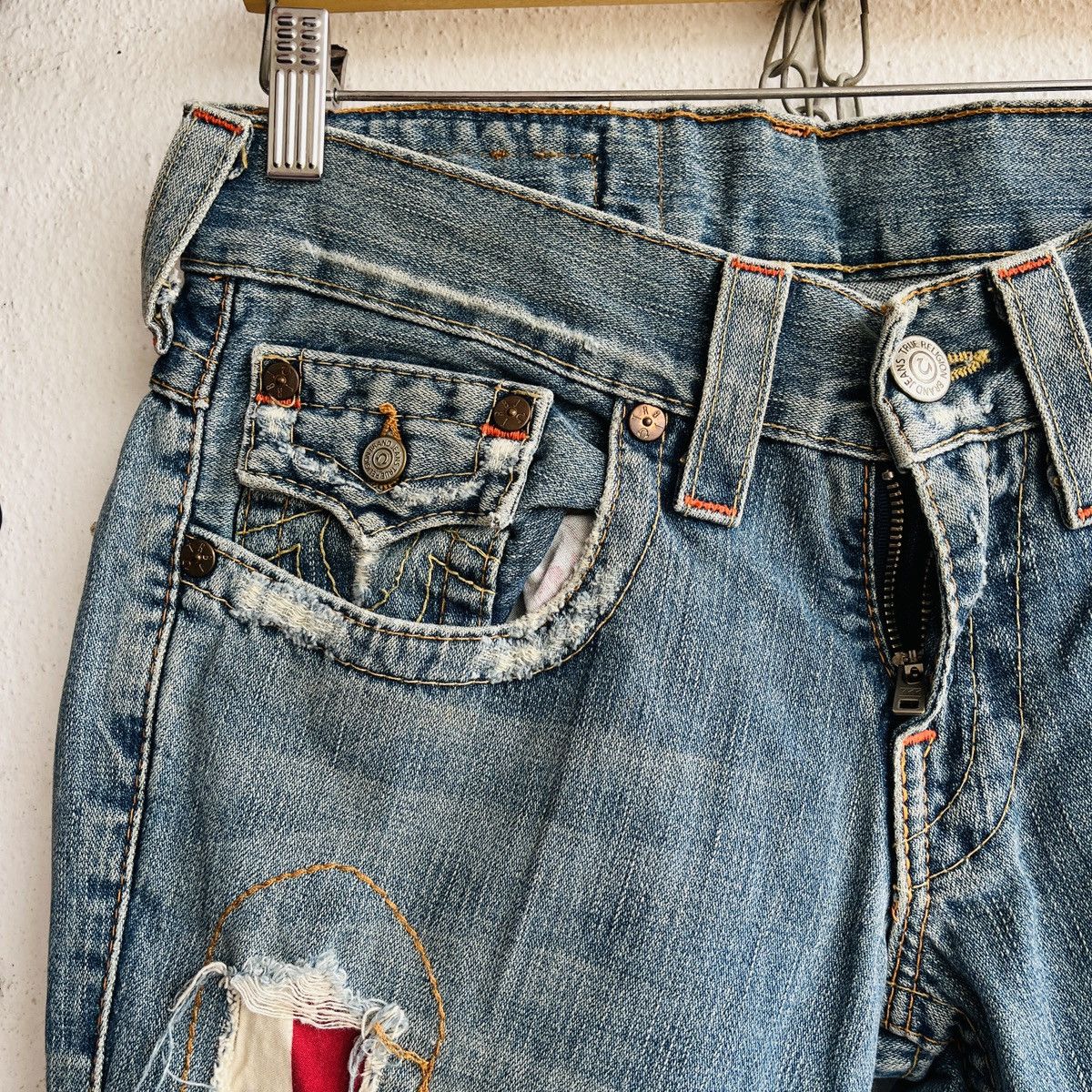 Seditionaries Flared TRUE RELIGION Distressed Patches Sashiko Jeans Size US 28 / EU 44 - 6 Thumbnail
