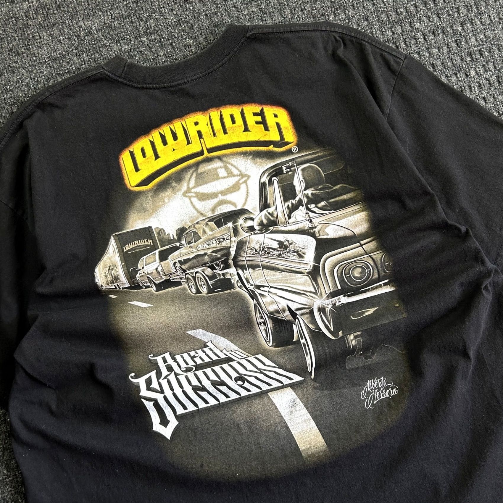 Vintage VINTAGE Lowrider T Shirt Black 3XL Road to Success Graphic Shirt Mens 3XL Black Lowrider Magazine California Cars USA Alberto Herrera Size US XXL / EU 58 / 5 - 6 Thumbnail