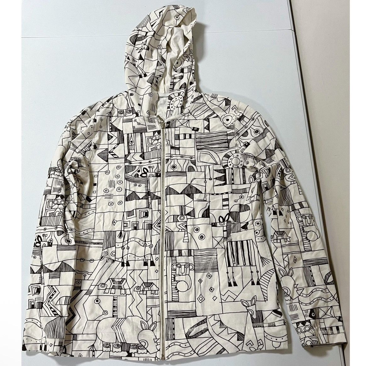 Japanese Brand White Abstract Graphic Sweater Sweatshirt Hoodie Size M 🖤 Size M / US 6-8 / IT 42-44 - 1 Thumbnail