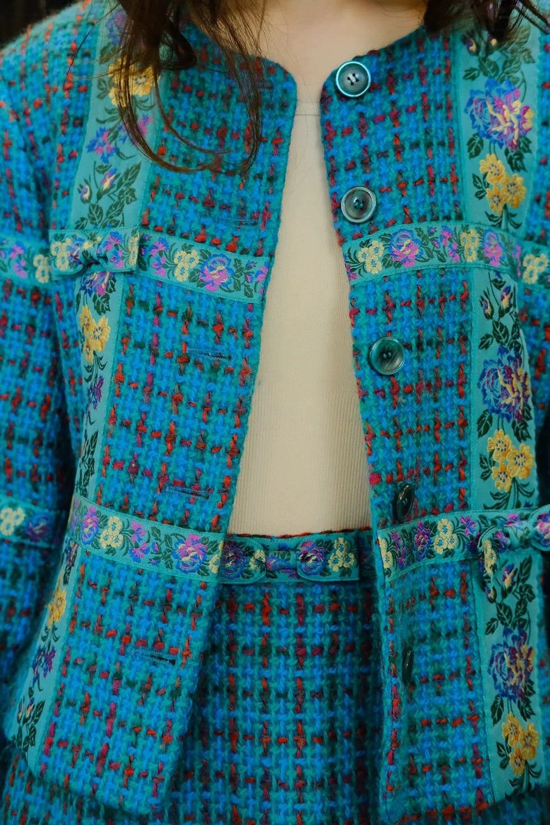 Kenzo KENZO Peacock blue coarse woolen brocade set Size M / US 6-8 / IT 42-44 - 8 Thumbnail