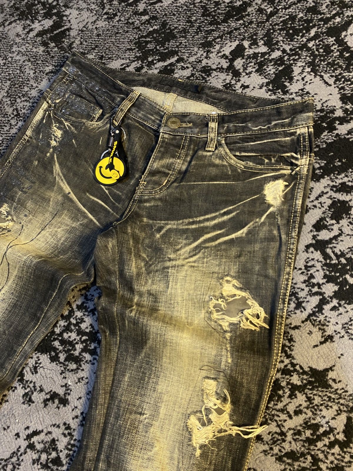 Tornado Mart Buckle Back Fuga Distressed Ifsix Vkei Flared Jeans🔥 Size US 31 - 7 Thumbnail