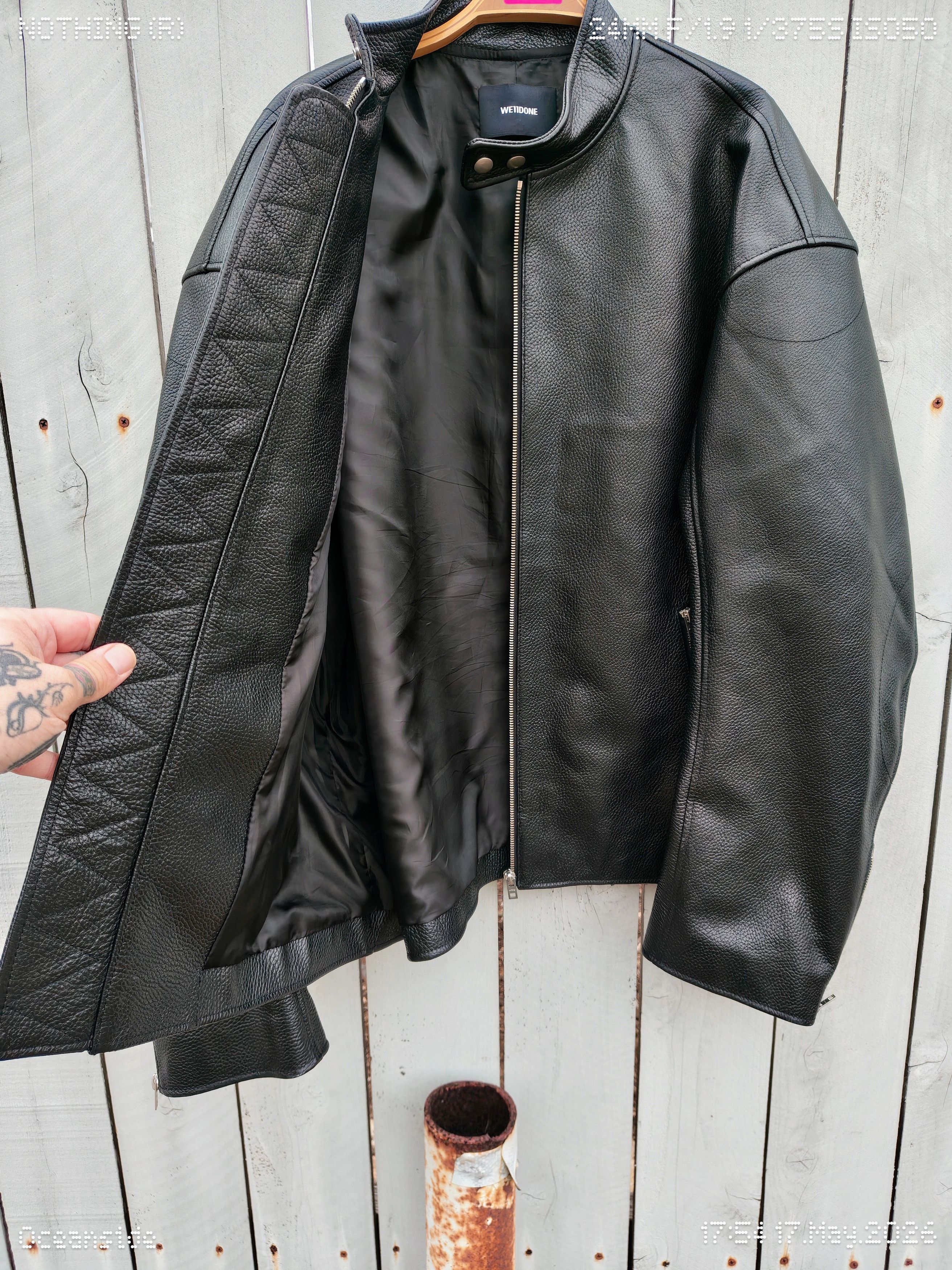 WE11DONE Moto Pebbled Leather Oversized Size US XL / EU 56 / 4 - 7 Thumbnail
