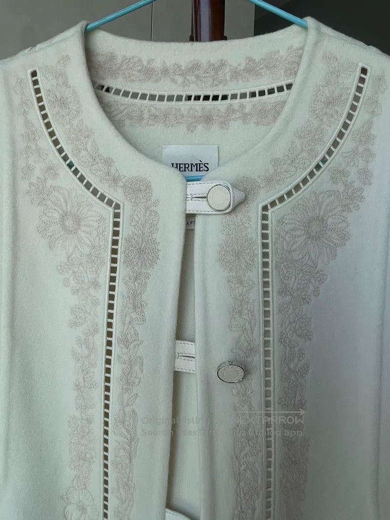 Hermes Hermes Embroidered Patched Long Cashmere Coat Size XXS / US 00 / IT 34 - 3 Thumbnail