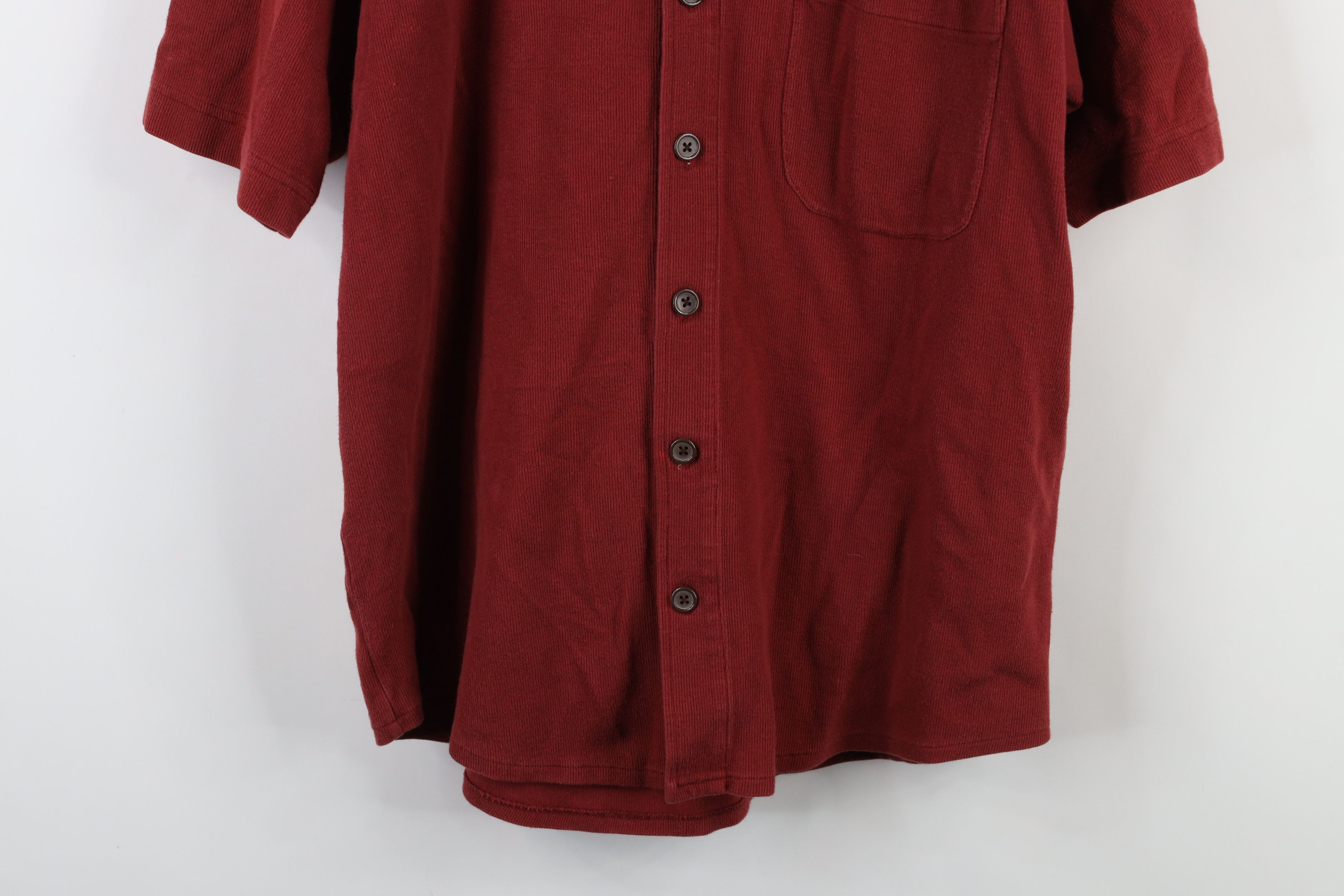 Vintage × Woolrich Woolen Mills Vintage 90s Woolrich Ribbed Knit Short Sleeve Button Shirt Size US L / EU 52-54 / 3 - 3 Thumbnail