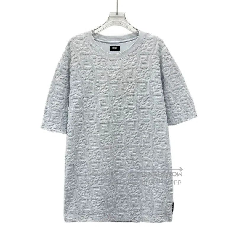 Fendi Fendi Light blue logo embossed all-over print cotton crewn Size US L / EU 52-54 / 3 - 1 Thumbnail