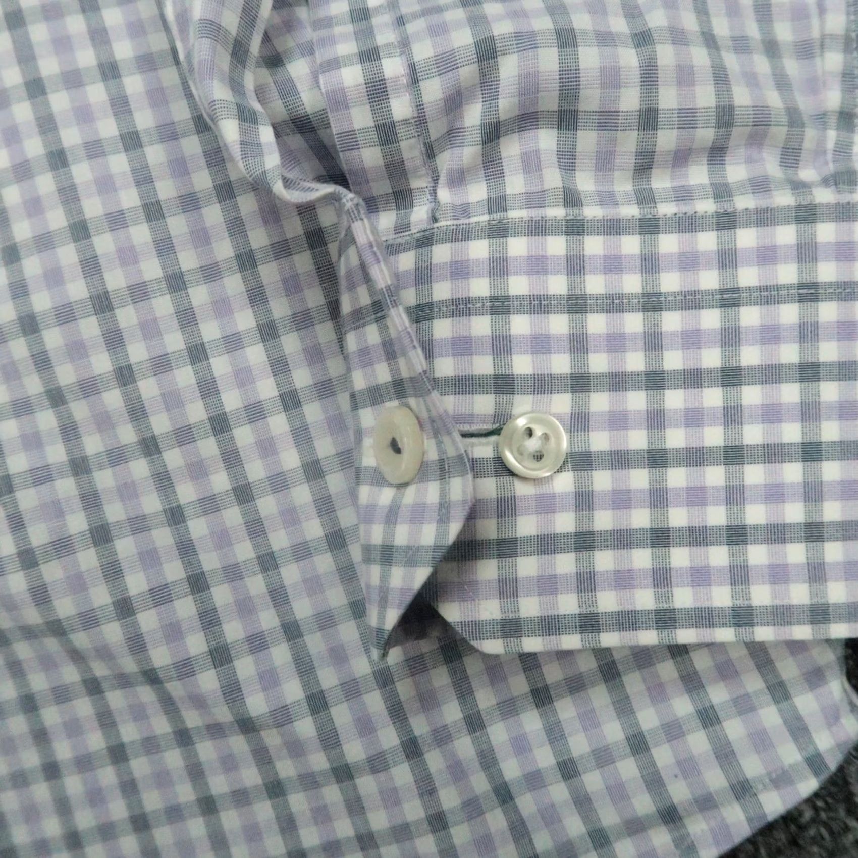 Eton Eton Purple Gray Plaid Shirt - Mens Medium, 15-inch Sleeve Long-Sleeve Button-Up Clothing Retail Size US M / EU 48-50 / 2 - 4 Thumbnail