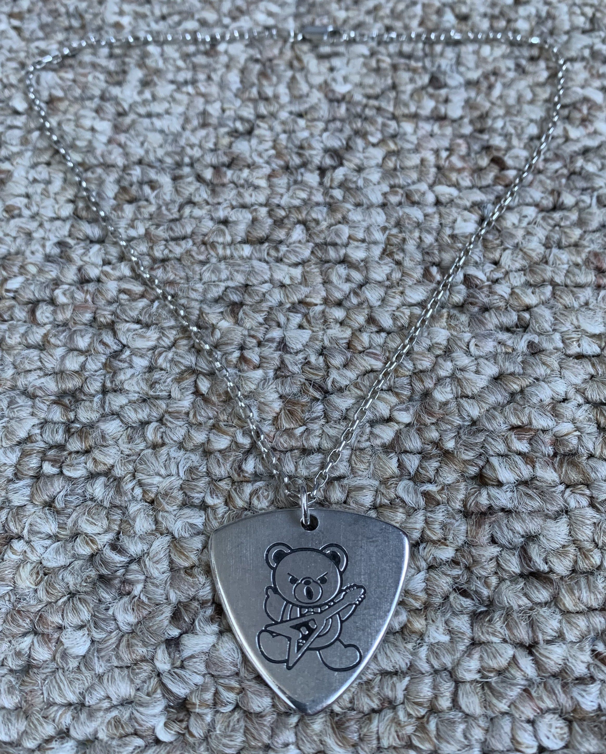 Hysteric Glamour Hysteric Glamour Silver Fuck Bear Guitar Pick Necklace Size ONE SIZE - 2 Thumbnail