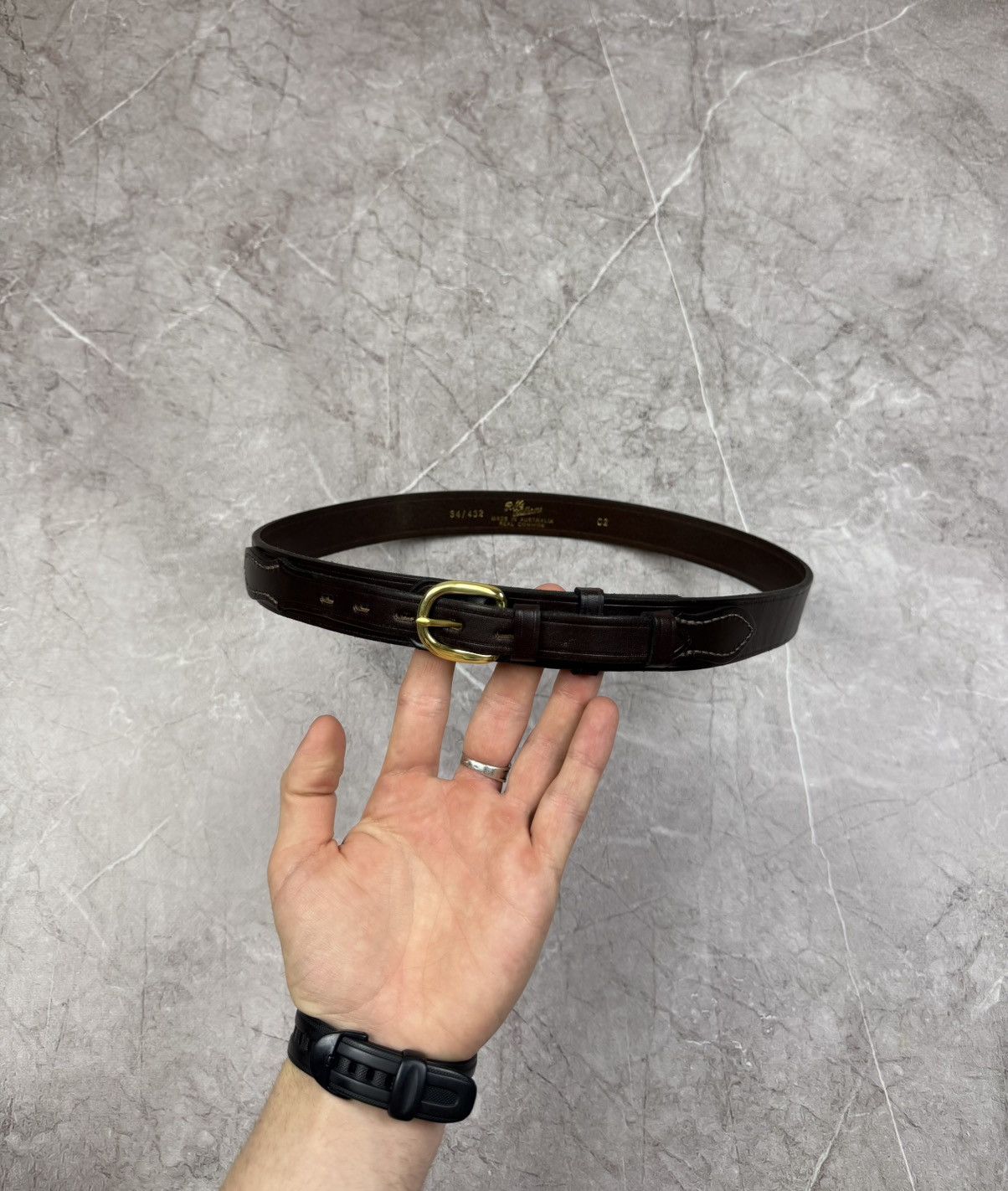 R.M. Williams M. Williams Classic Drover Leather Belt 34 Made in Australia Size 34 - 2 Thumbnail