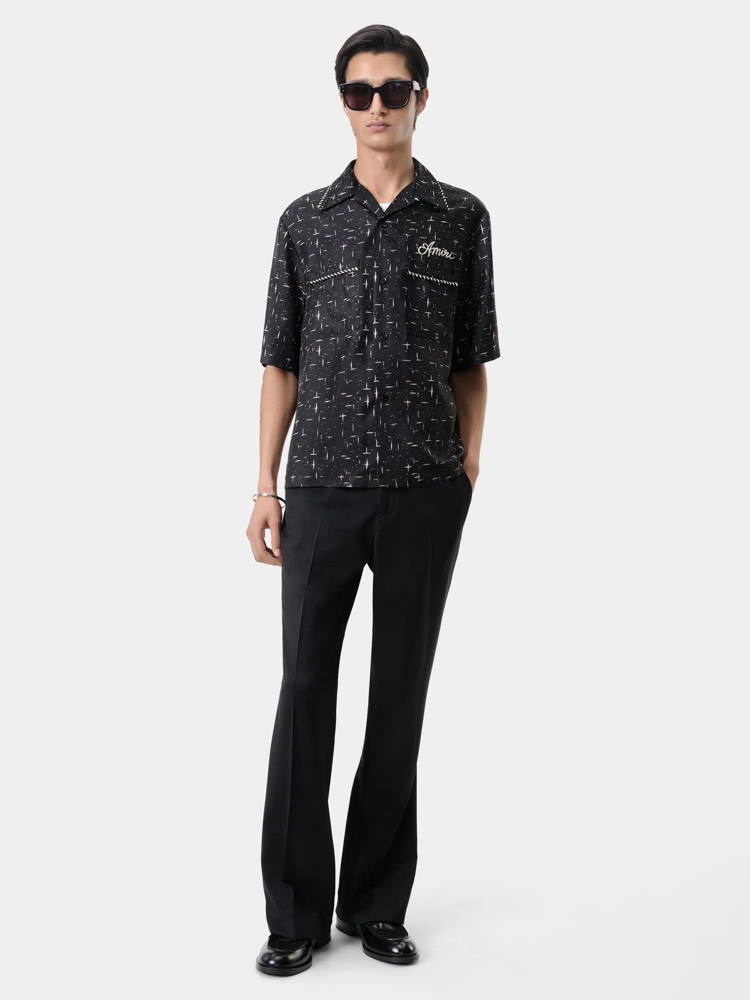 Amiri o1orln1025 Fleck Bowling Shirt in Black Size US M / EU 48-50 / 2 - 2 Thumbnail