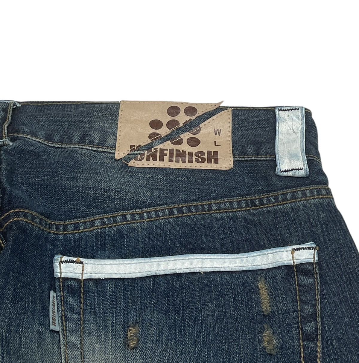 Japanese Brand Rare Design Vintage Japanese Brand Unfinish Jeans 2000s Size US 35 - 9 Thumbnail