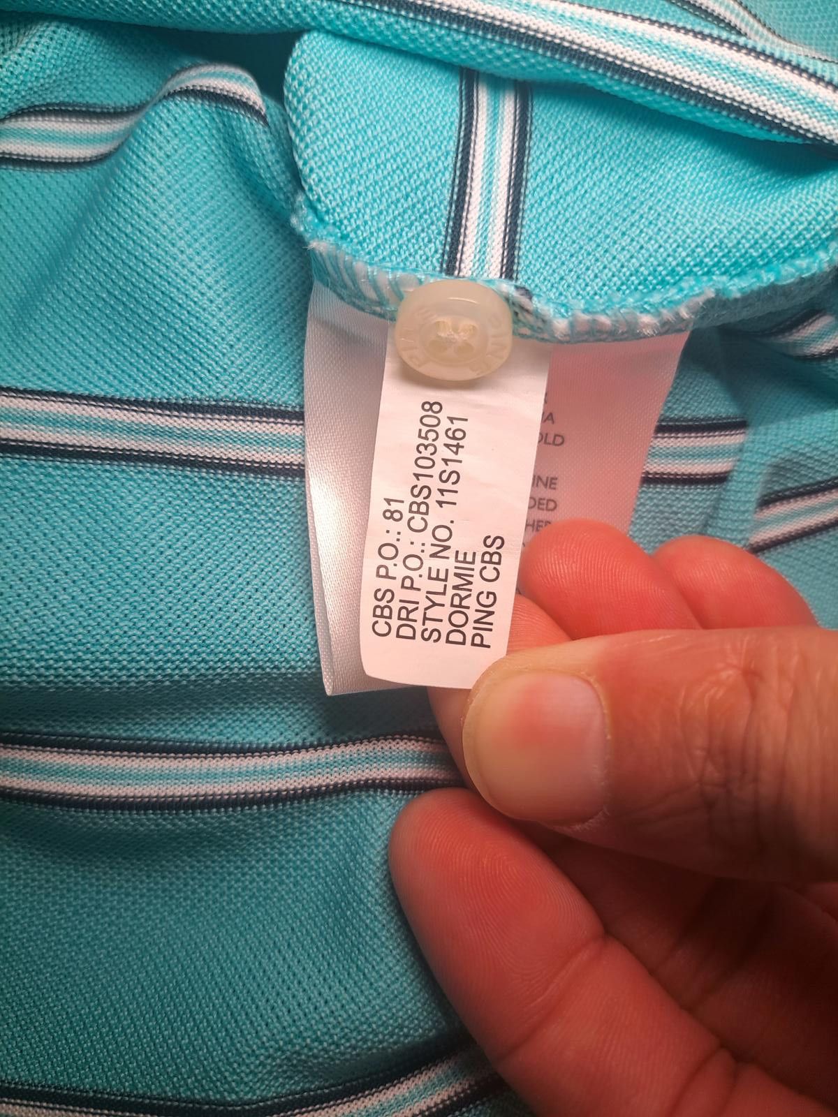 PING PING Performance Golf Polo Shirt Medium Turquoise Striped Size US M / EU 48-50 / 2 - 5 Thumbnail