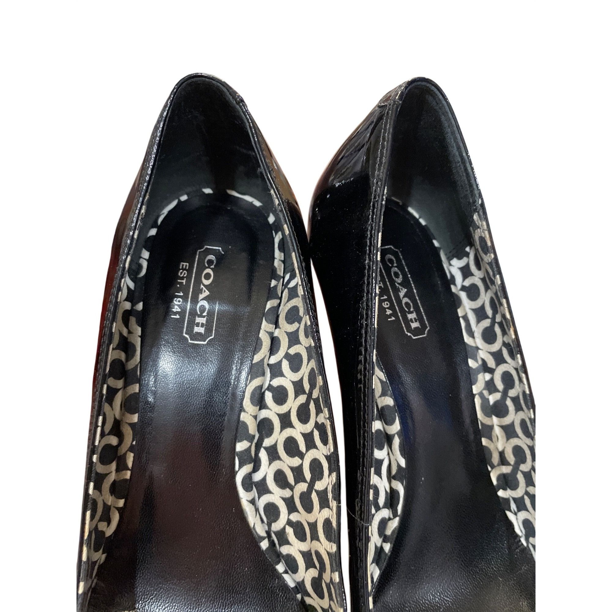 Coach Coach wms black leather patent 3.5" wedge heel shoes sz 8.5B Size US 8.5 / IT 38.5 - 7 Thumbnail